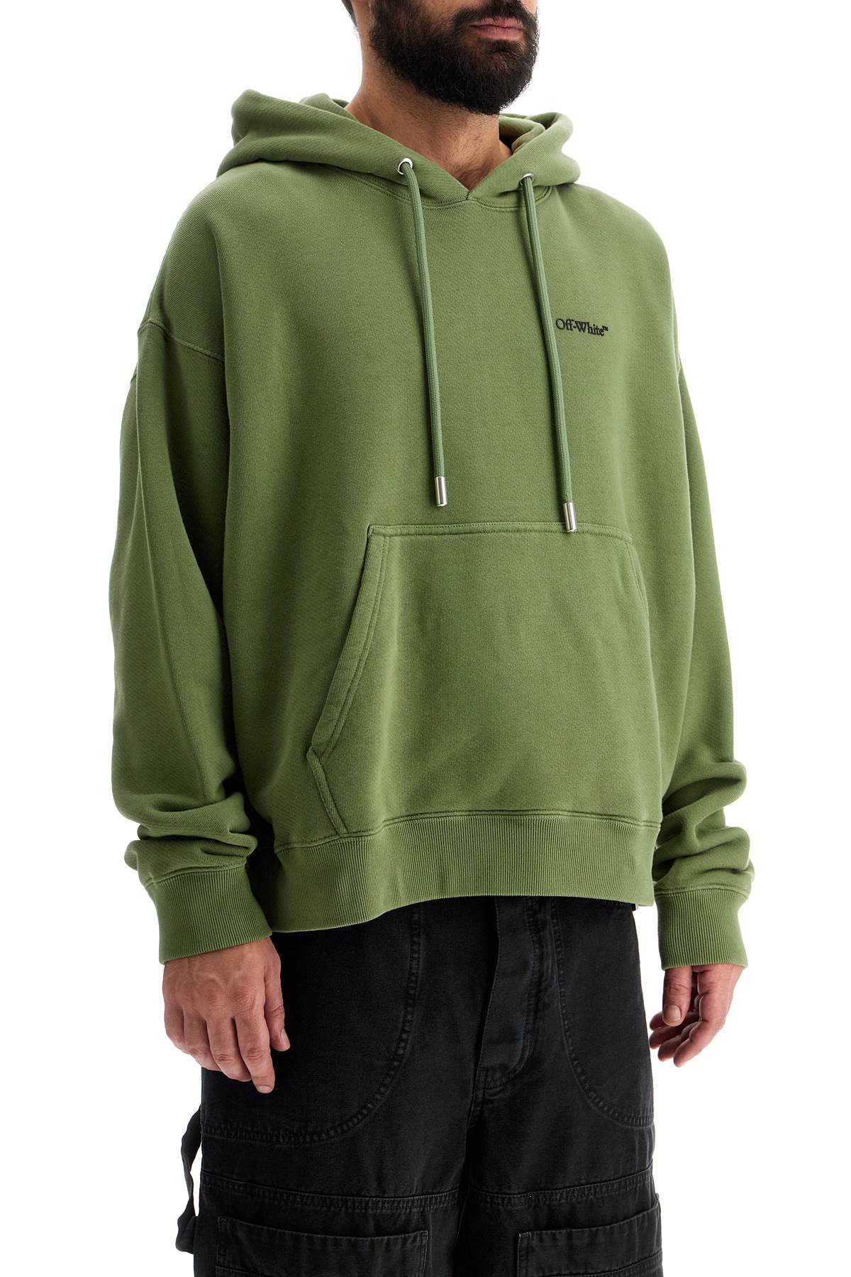 Shop Off-white Windy Arrow Hoodie In Four Leaf Clover - Black (green)