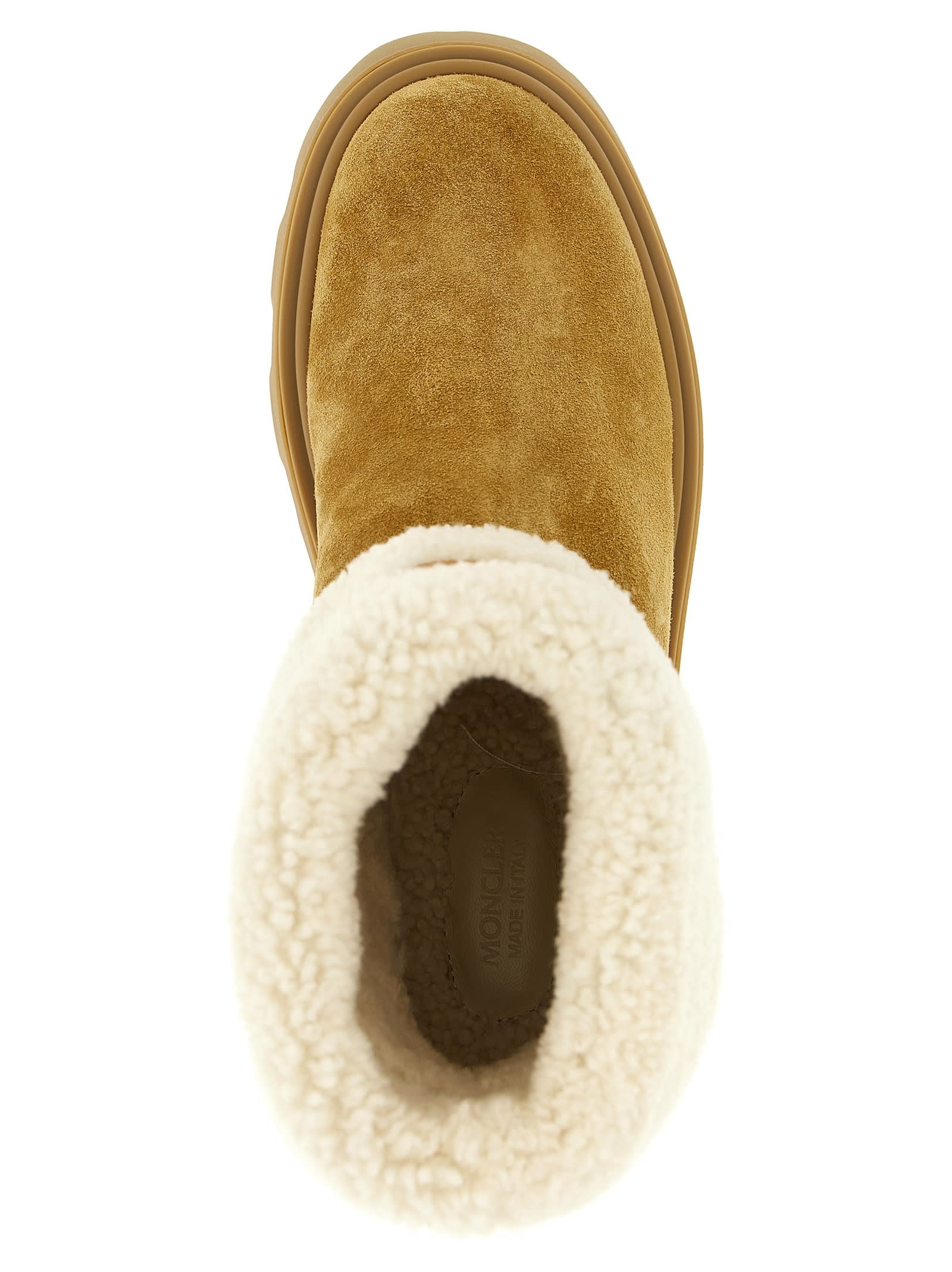 Moncler Beige Brown Ankle Boots In Brown
