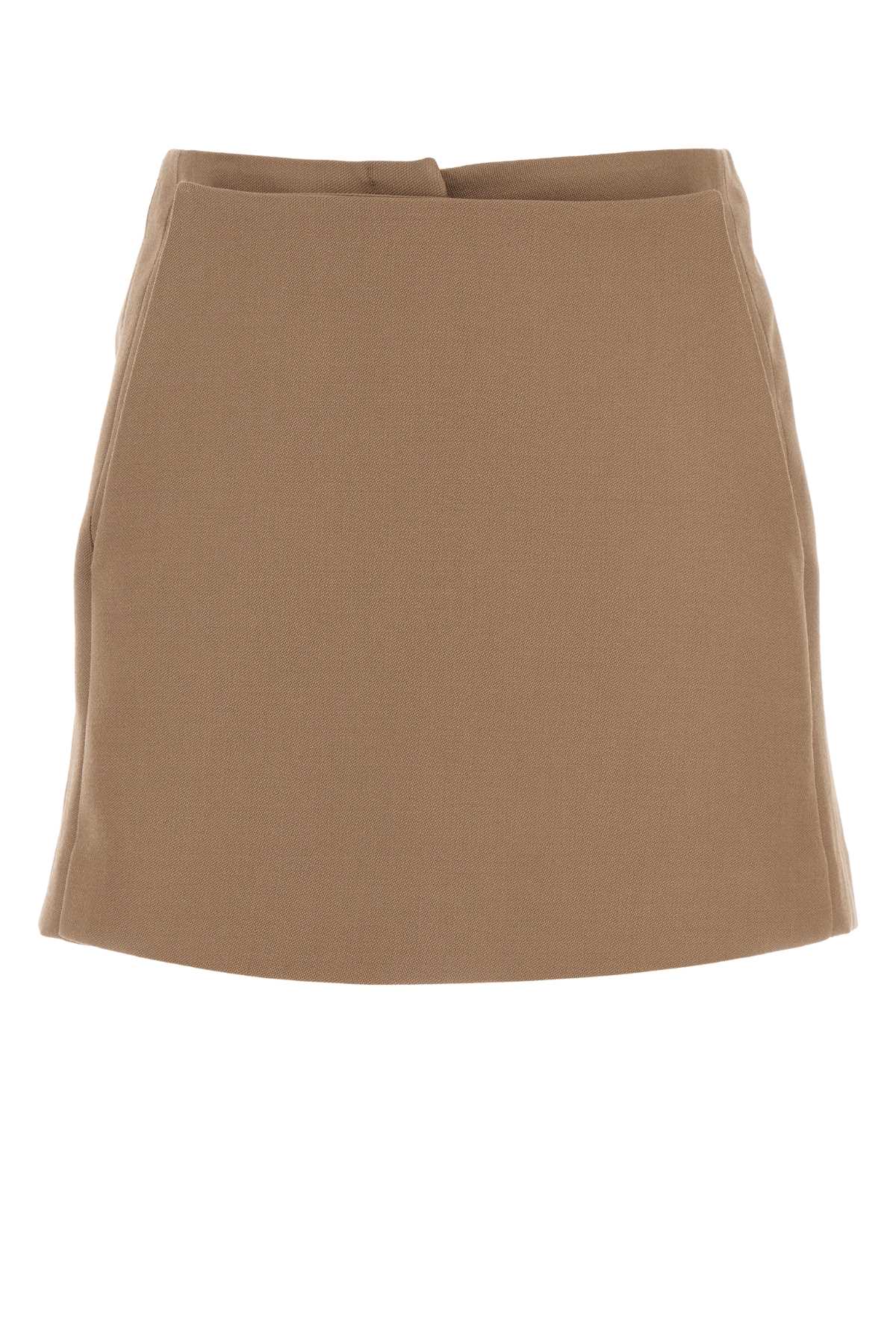 Shop Fendi Cappuccino Wool Pant-skirt In Portabella