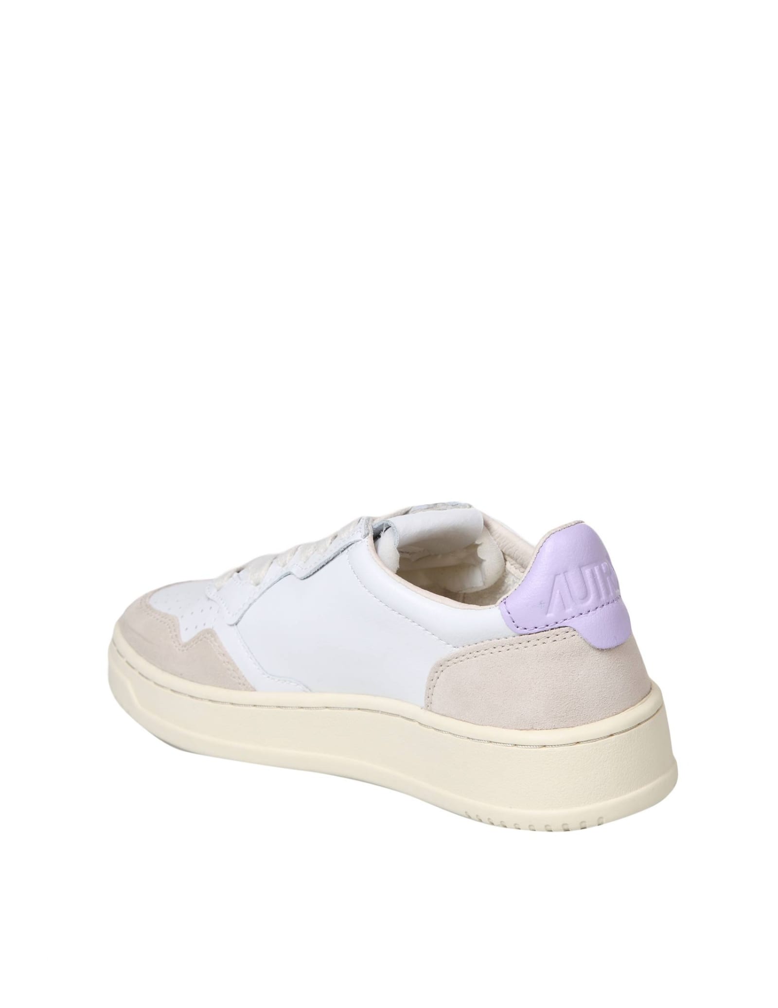 Shop Autry White And Lilac Leather Sneakers In Bianco+lilla
