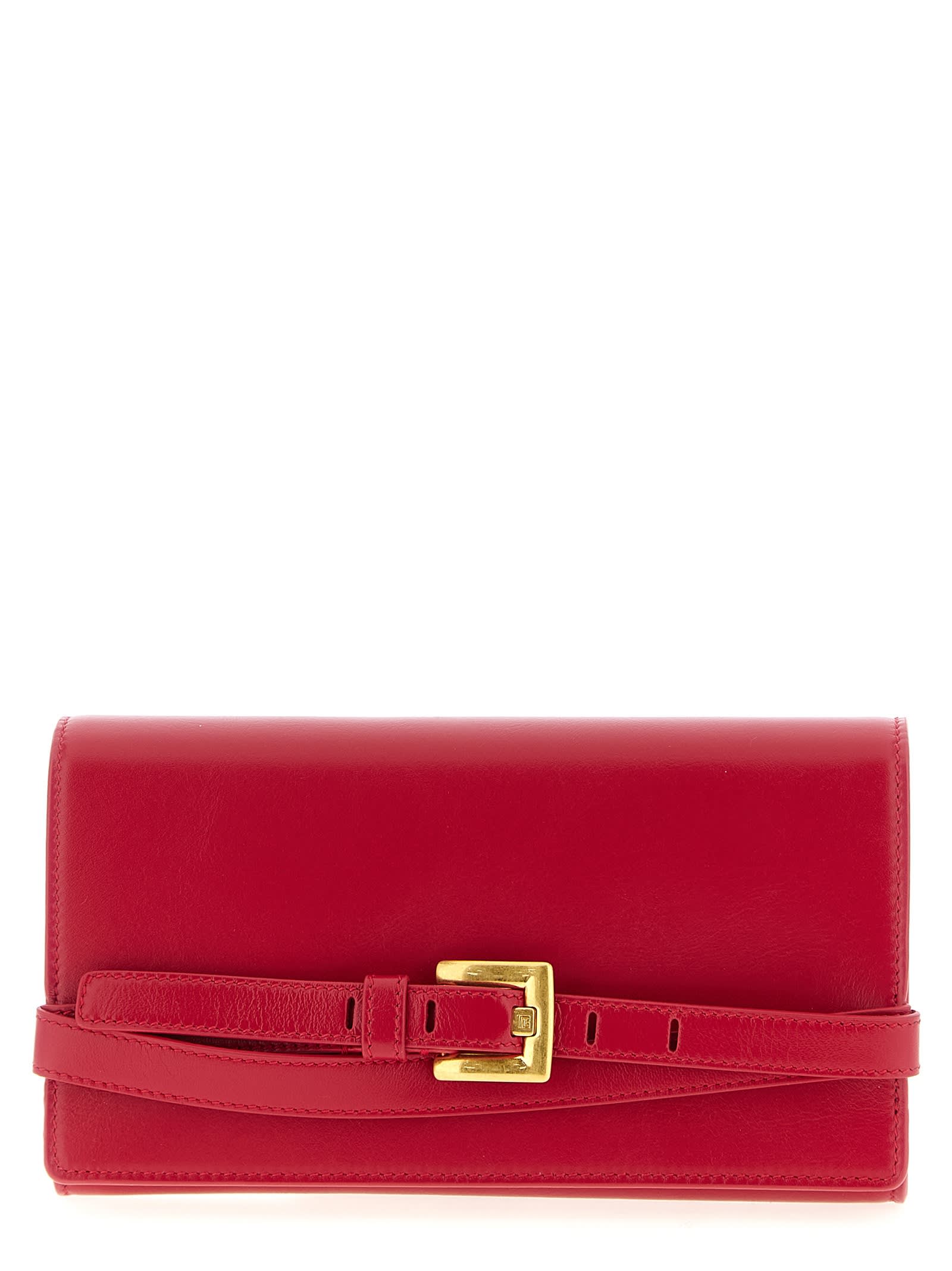 Balmain Shuffle Chain Wallet Buckle Detail In Red
