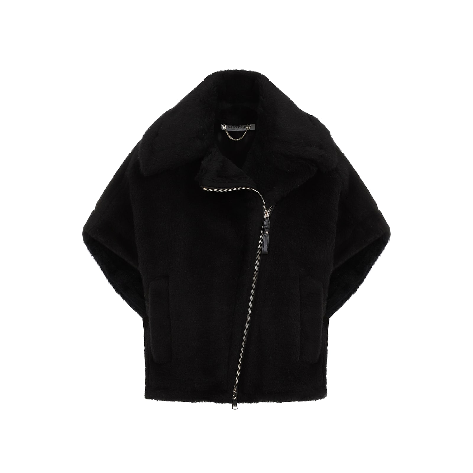 Shop Max Mara Newmant01 Teddy Zip Cape In Nero