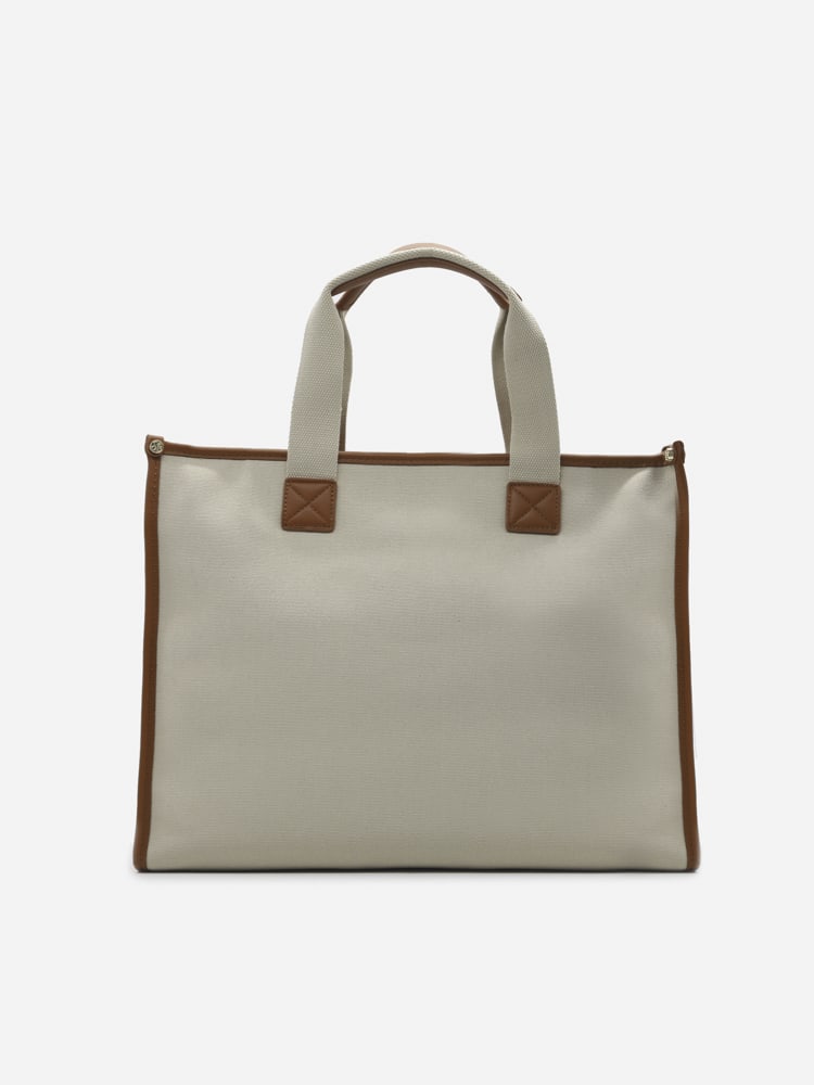 Shop V73 Responsibility Cotton Tote Bag In Naturale/cuoio