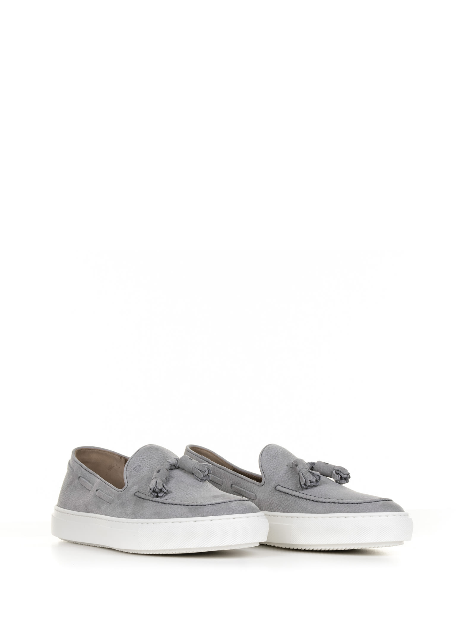 Shop Fratelli Rossetti One Moccasin In Gray Suede And Rubber Sole In Grigio
