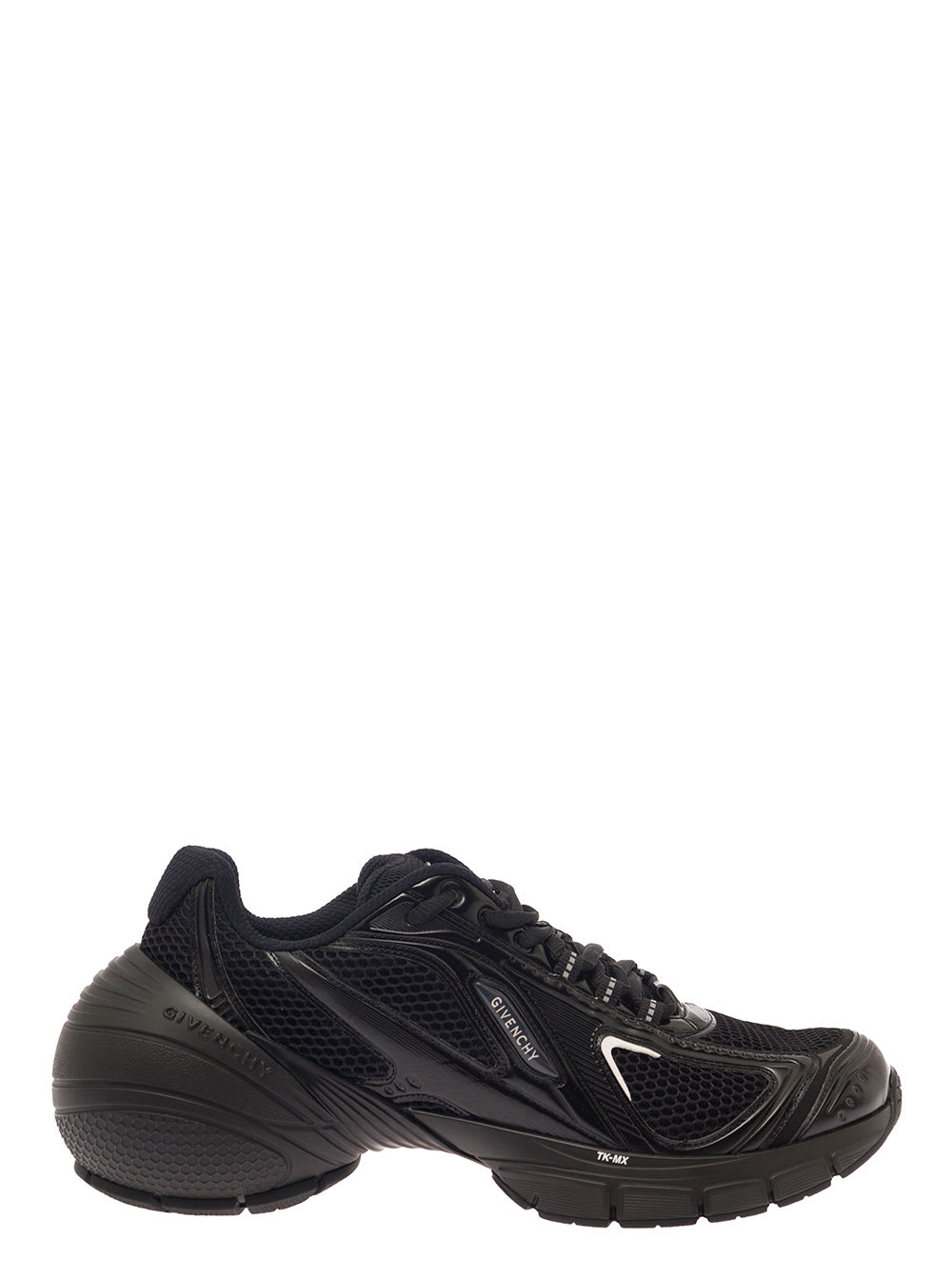 Shop Givenchy Tk-mx Black Low Top Sneakers With Side Logo Print In Mesh And Faux Leather Man