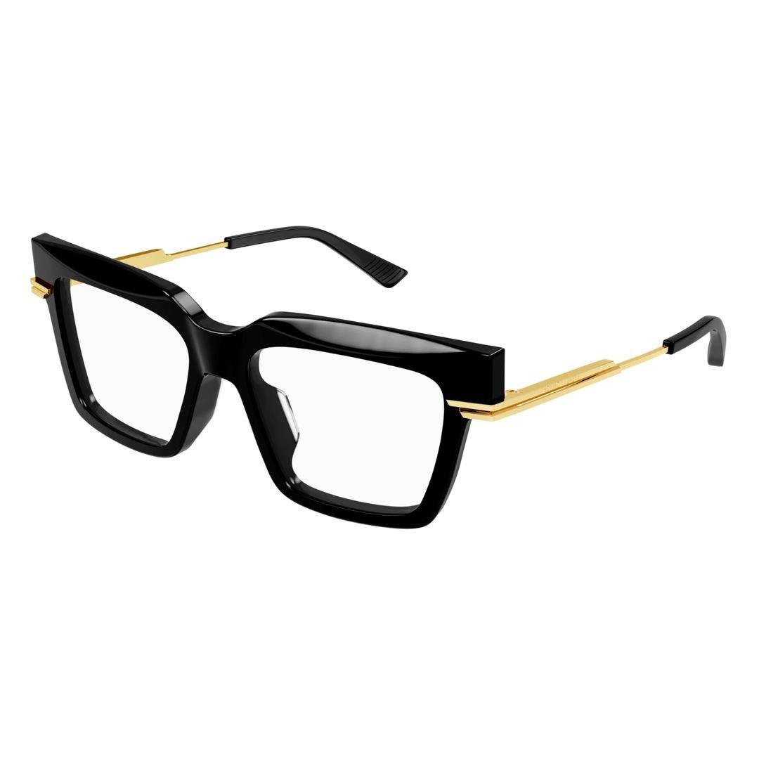 Shop Bottega Veneta Square Frame Glasses In 001 Black Gold Transparen