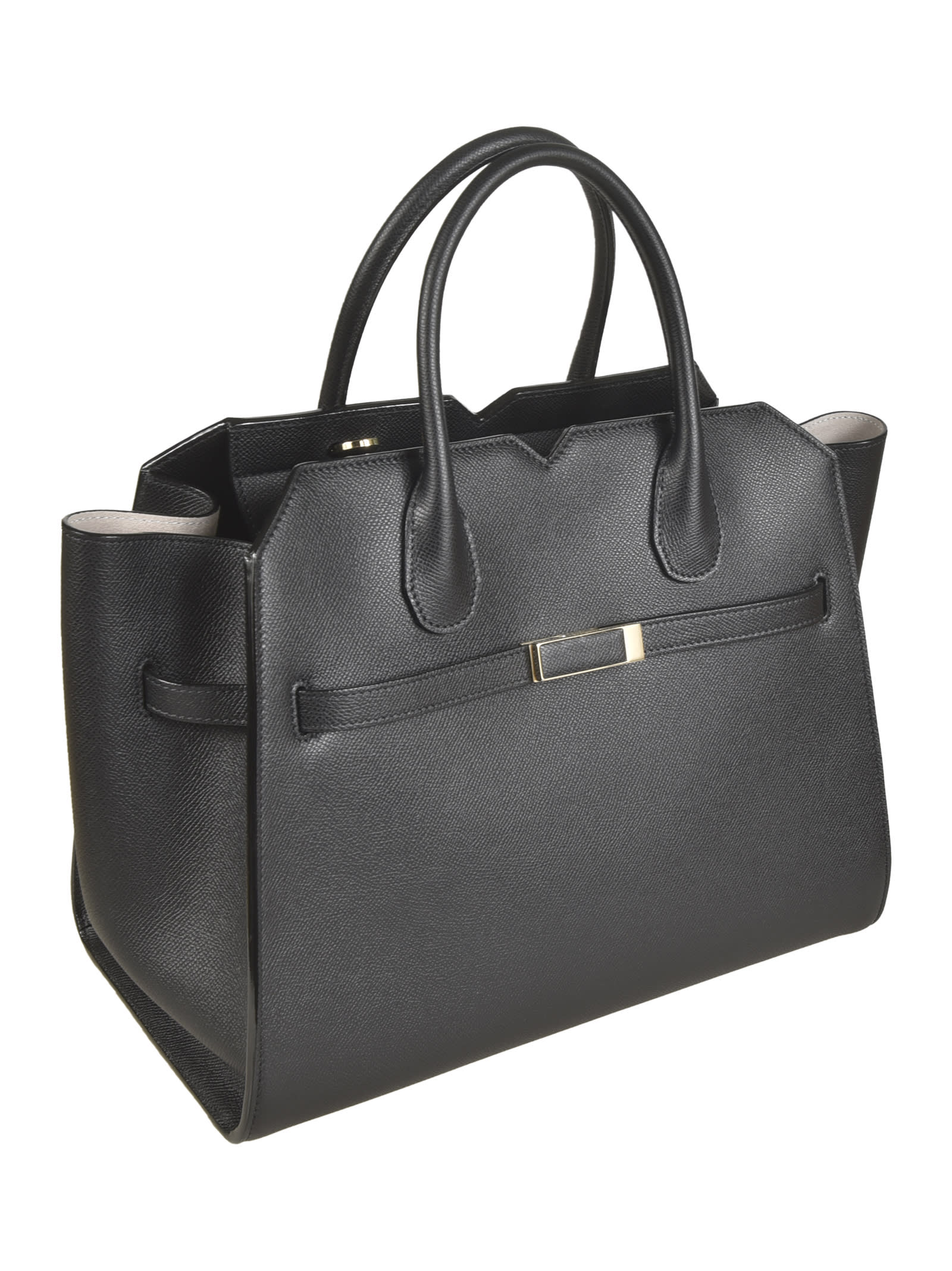 Shop Valextra Medium Black Milan Bag In Nn