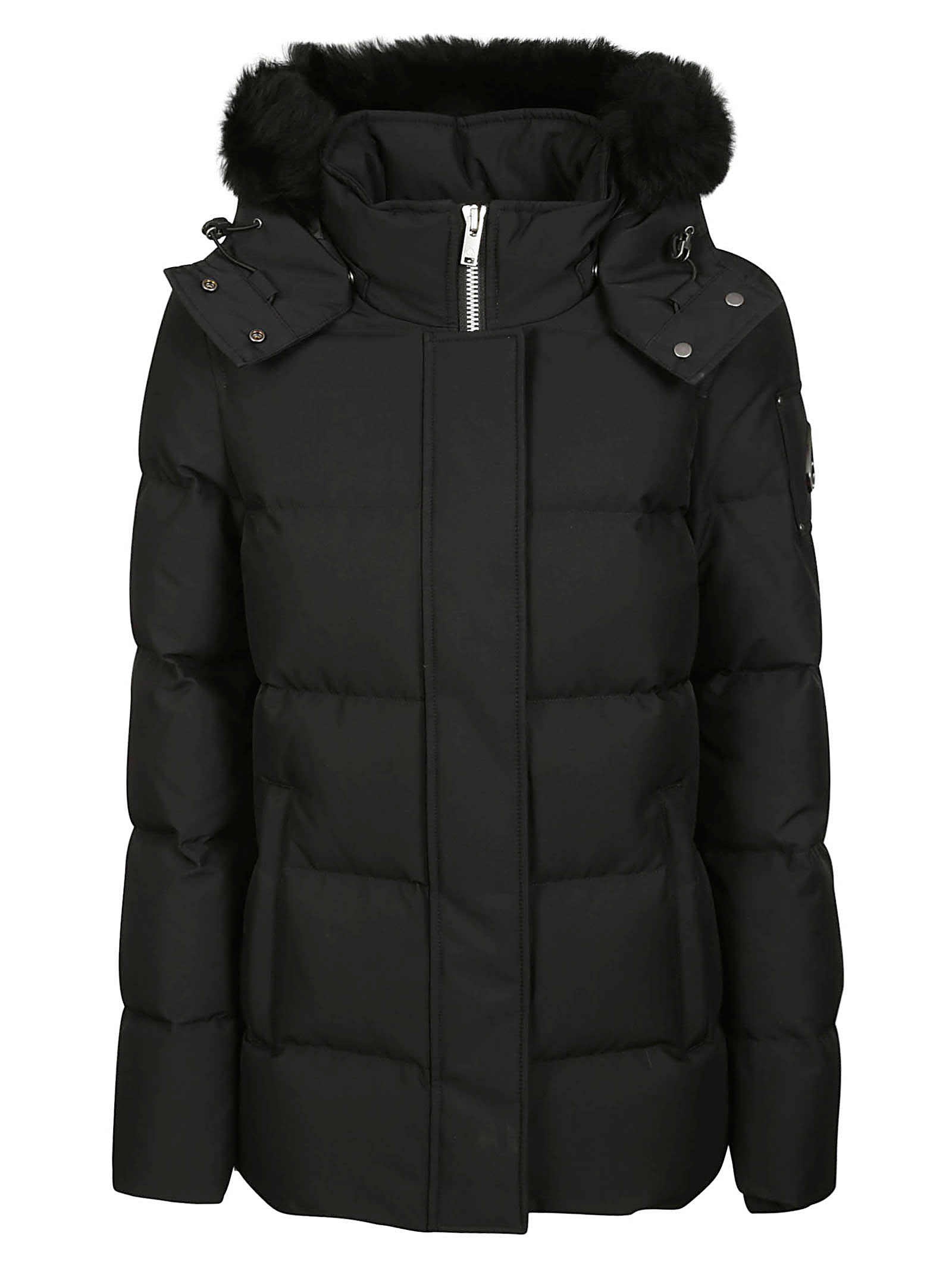 Moose Knuckles Cloud 3q' Black Polyester Down Jacket In Blk W/blk Sh