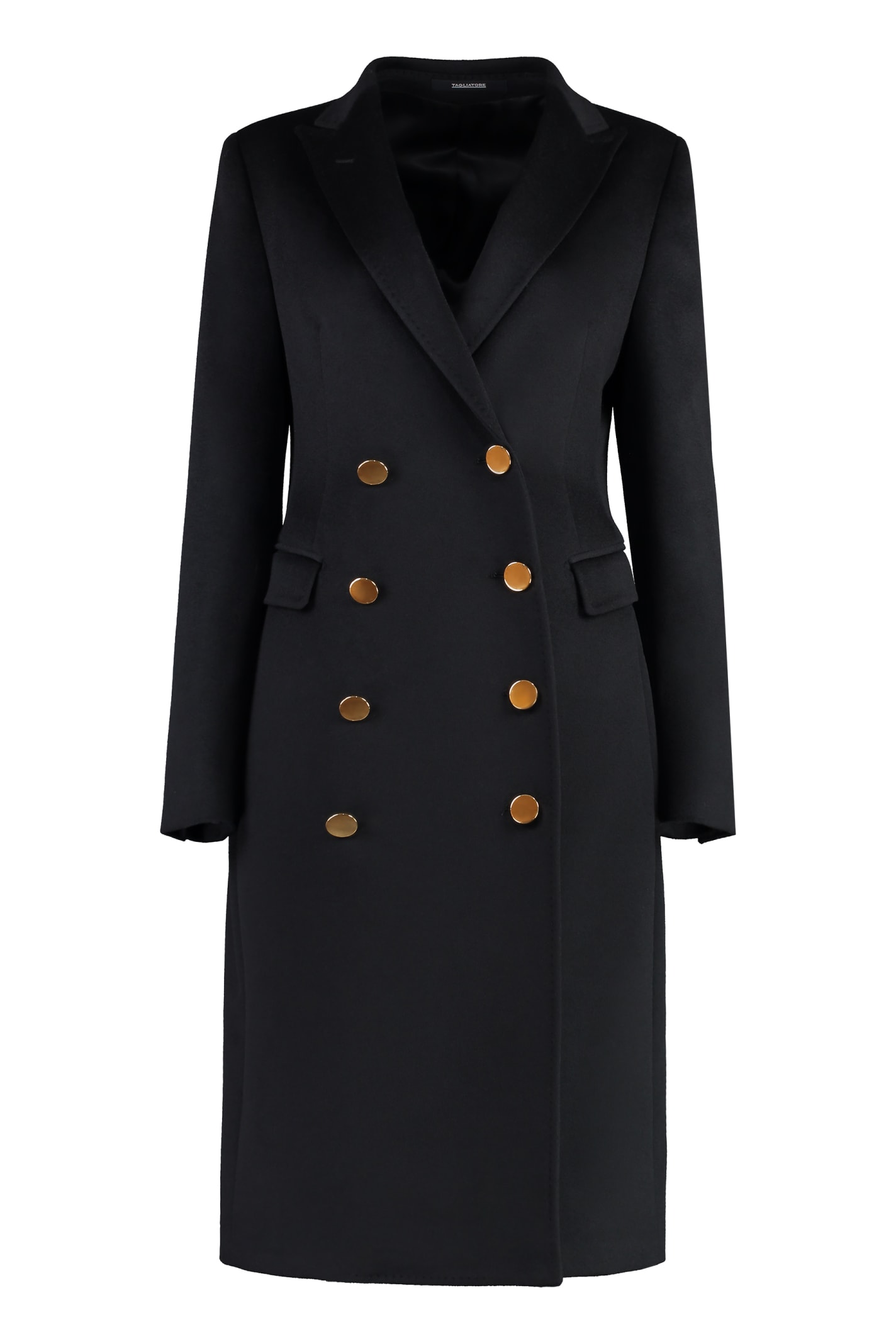 Shop Tagliatore C-xena Double-breasted Virgin Wool Coat In Black