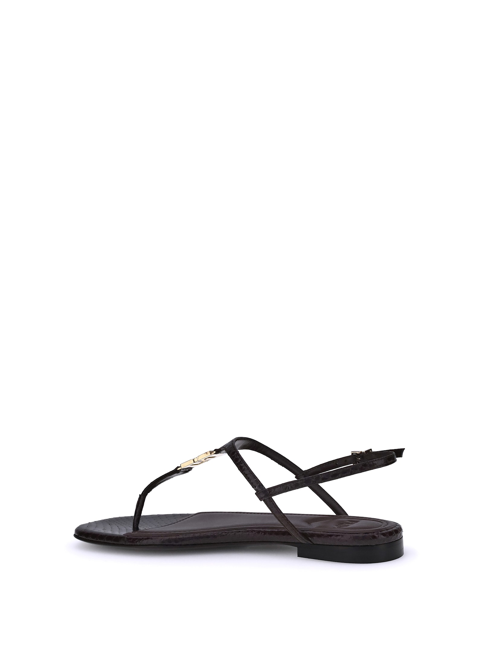 Fendi Women Fold Leather Sandals With Reptile Effect