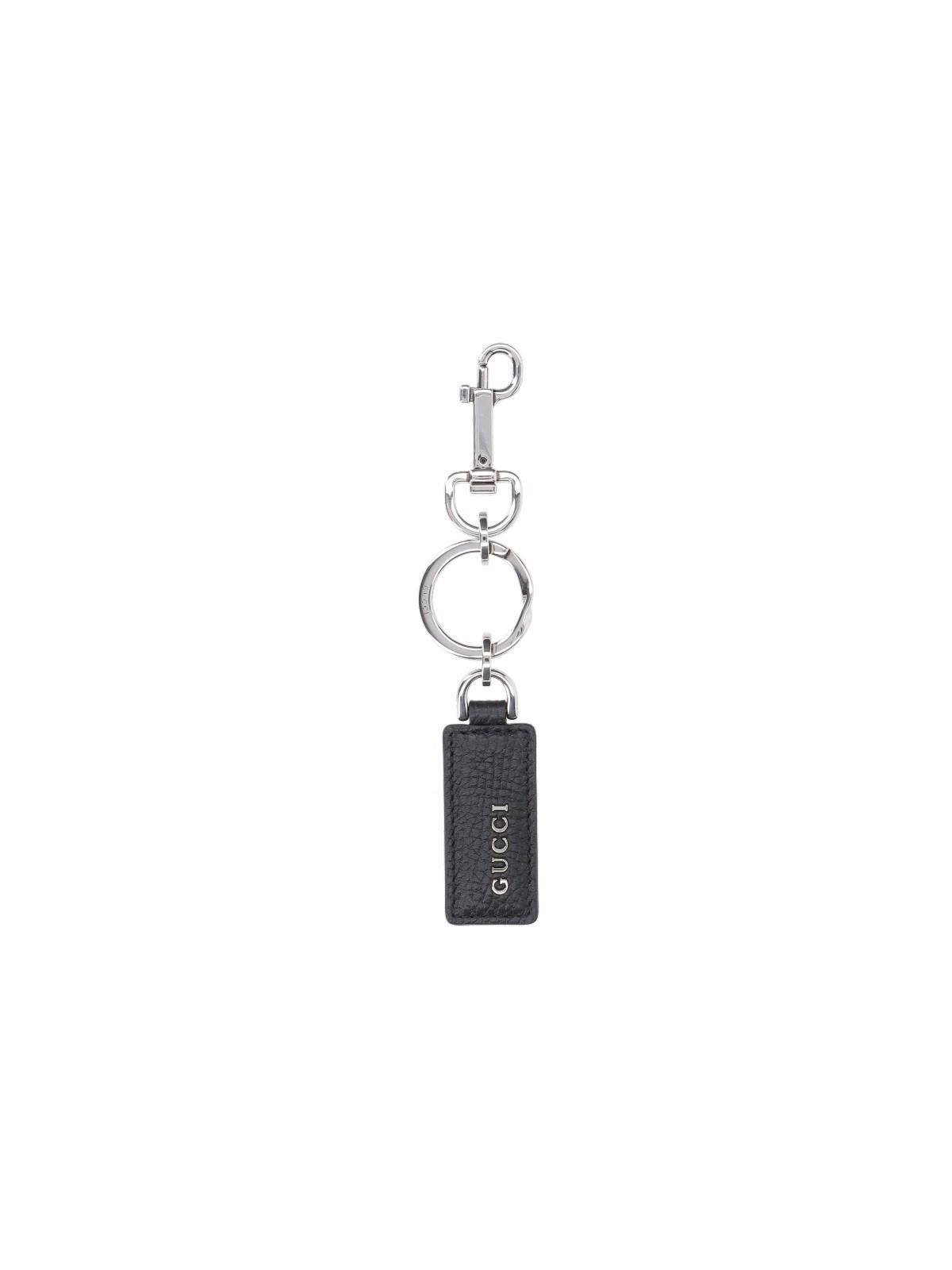 Shop Gucci Logo Keyring In Black