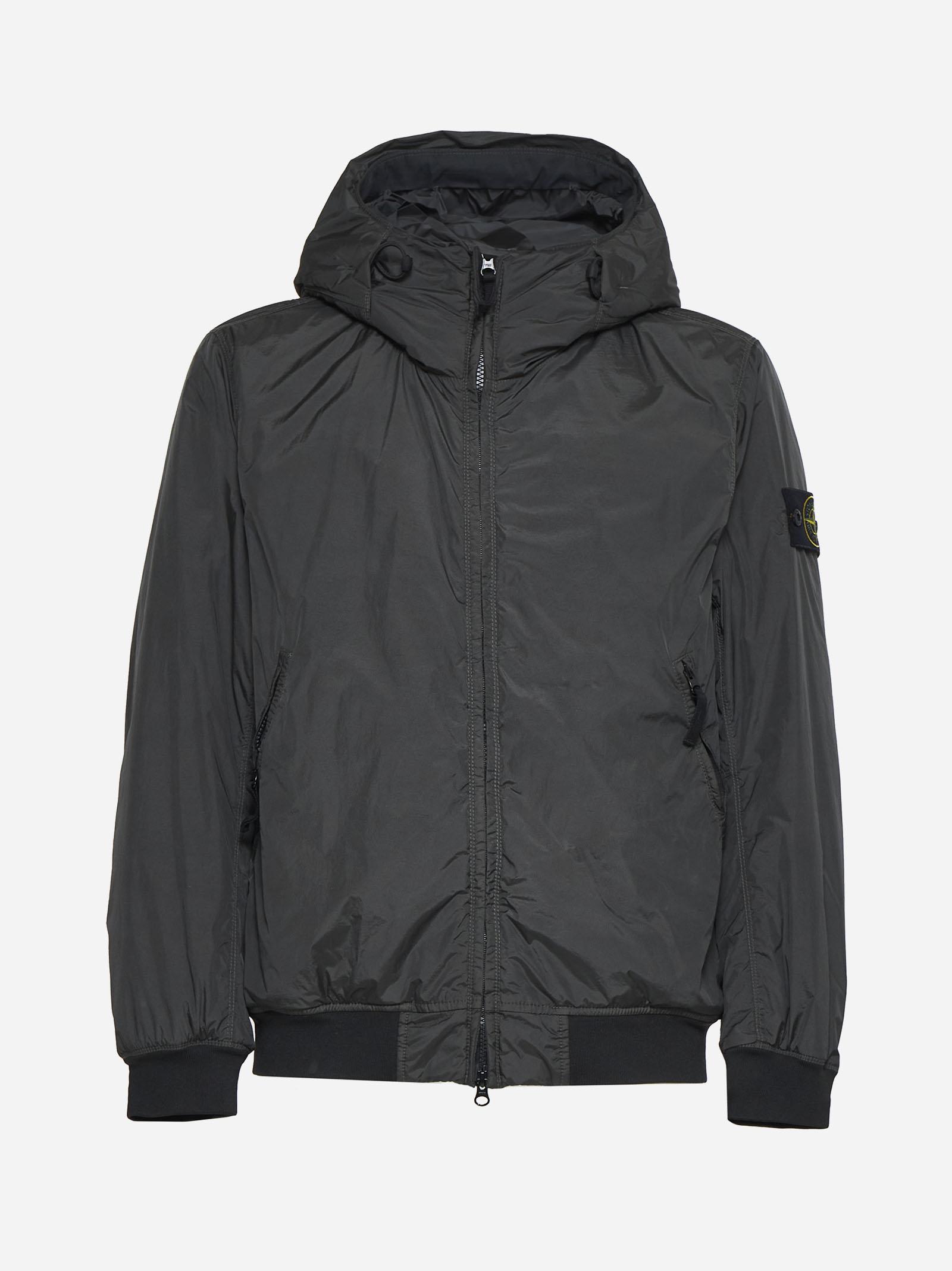 Shop Stone Island Hooded Nylon Down Jacket In Green