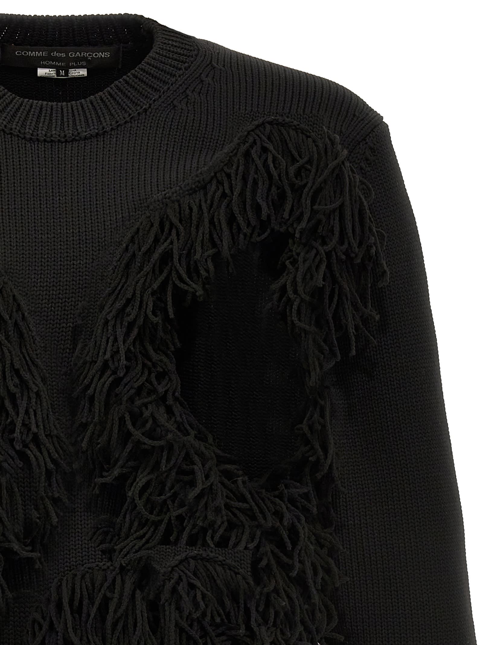 Shop Comme Des Garçons Homme Deux Cut-out And Fringed Sweater In Black