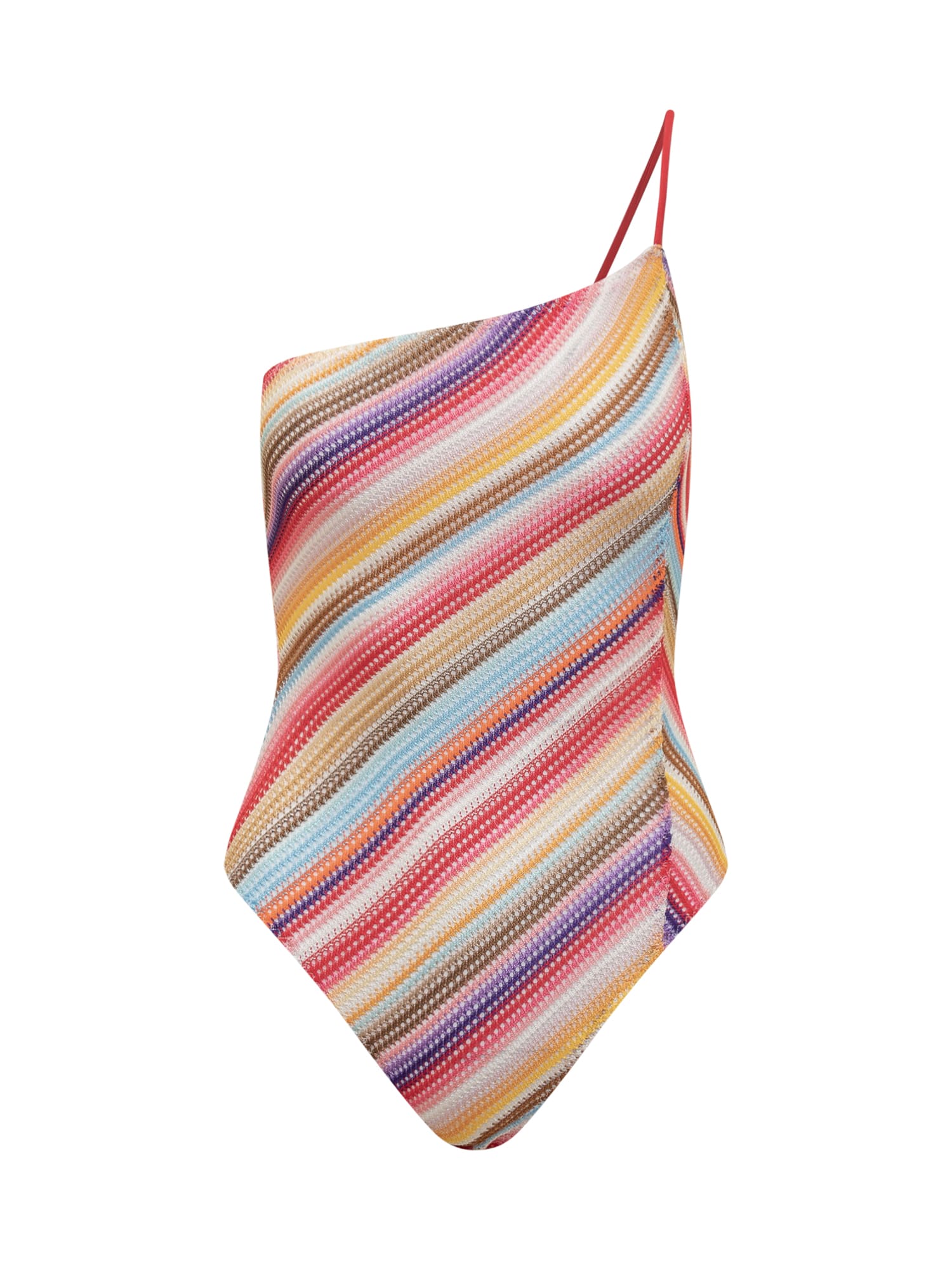 One-shoulder Striped Swimsuit