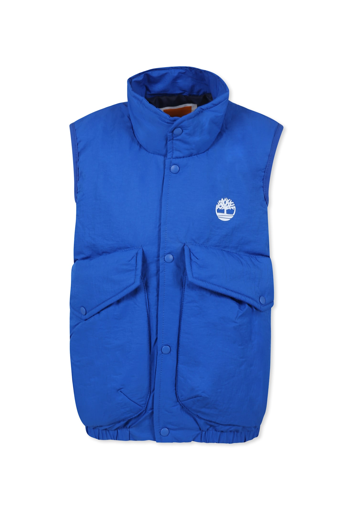 Timberland Light Blue Gilet For Boy With Tree In Light Blue