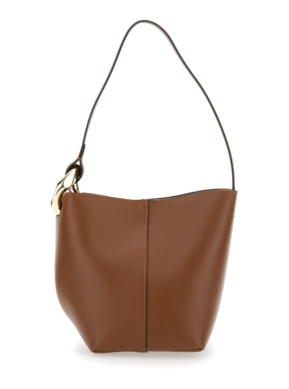 J.W. Anderson J. W. Anderson corner Small Bucket Brown Shoulder Bag With Metal Knot Detail In Leather Woman