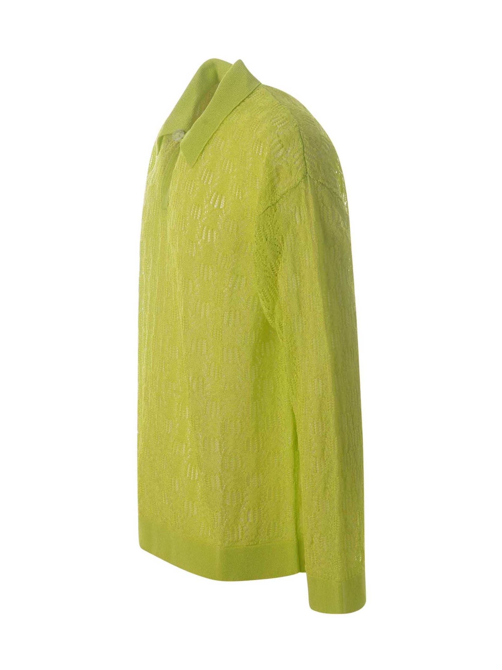 Shop Bonsai Polo Shirt  In Knitted In Verde Acido