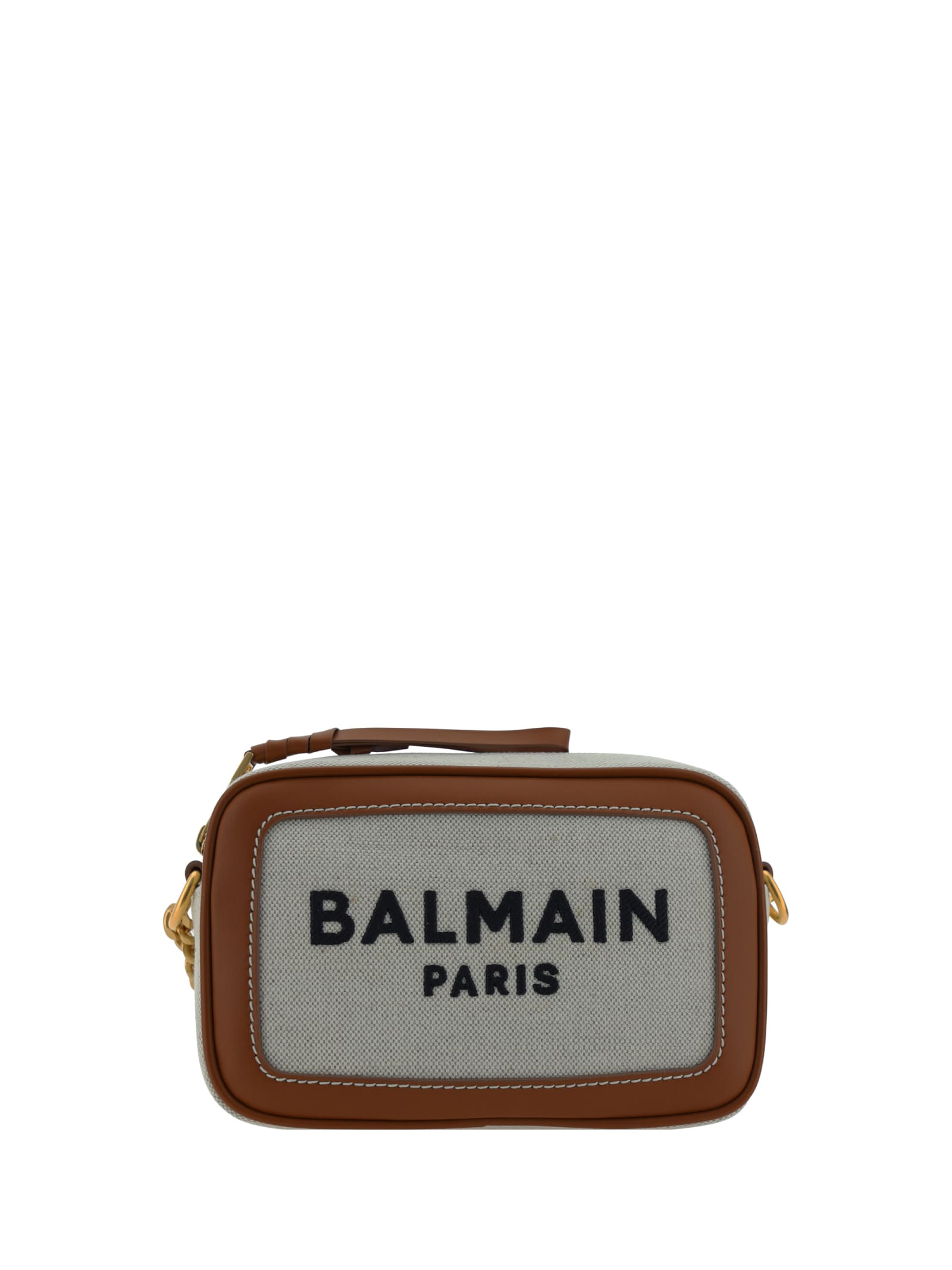 Balmain Camera Case Shoulder Bag In Naturel/marron