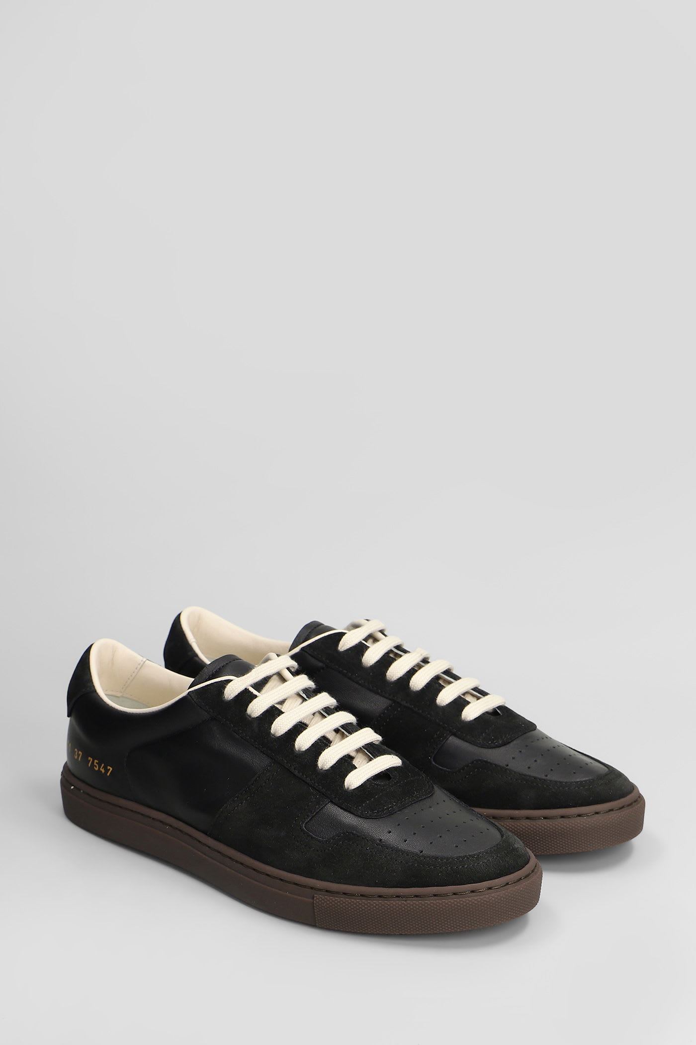Common Projects Bball Slim Sneakers In Black Suede And Leather In Black