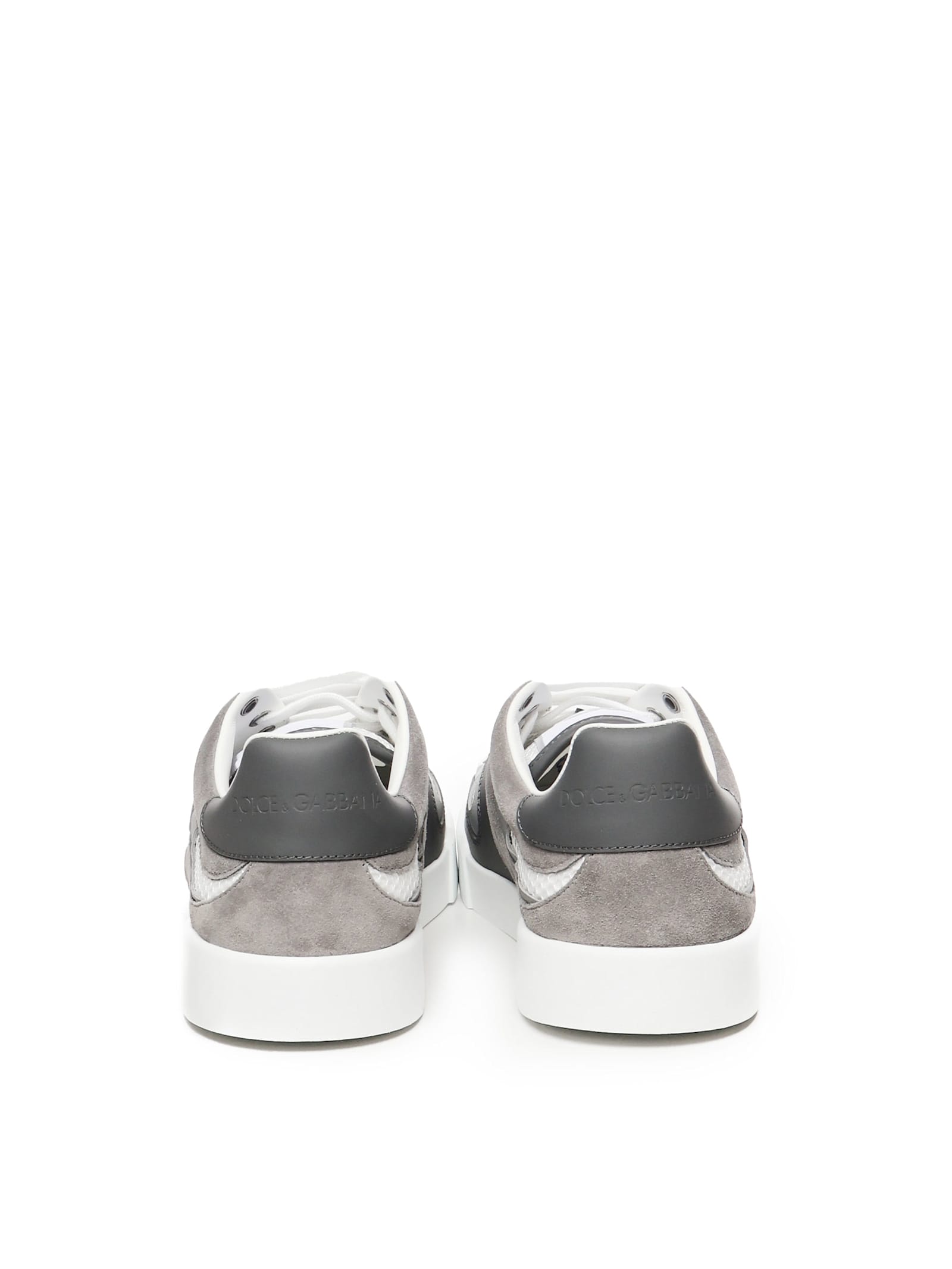 Dolce & Gabbana Strobel Portofino Light Sneaker In Calfskin In White, Grey