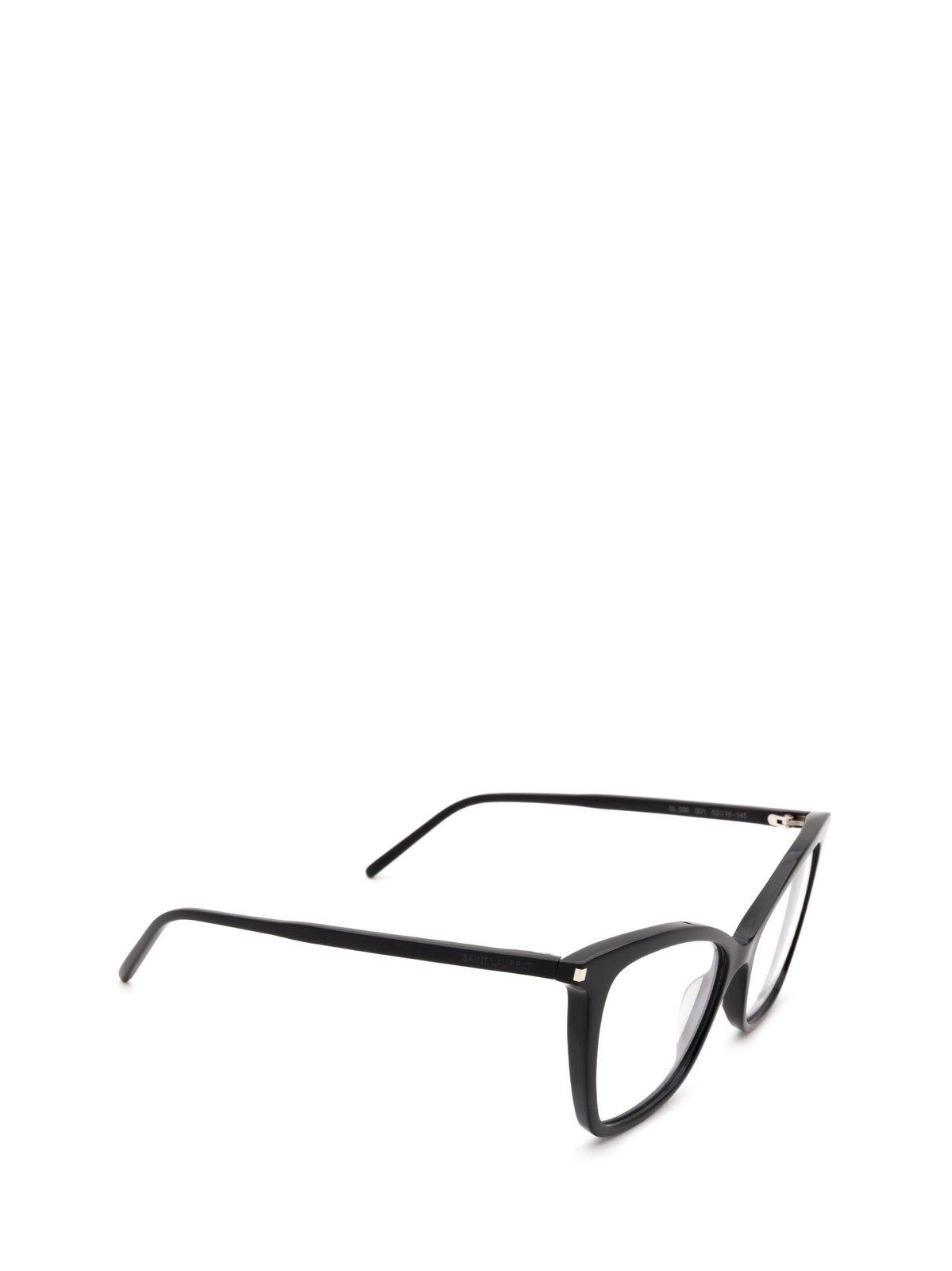 Shop Saint Laurent Cat-eye Glasses In Black-black-transparent