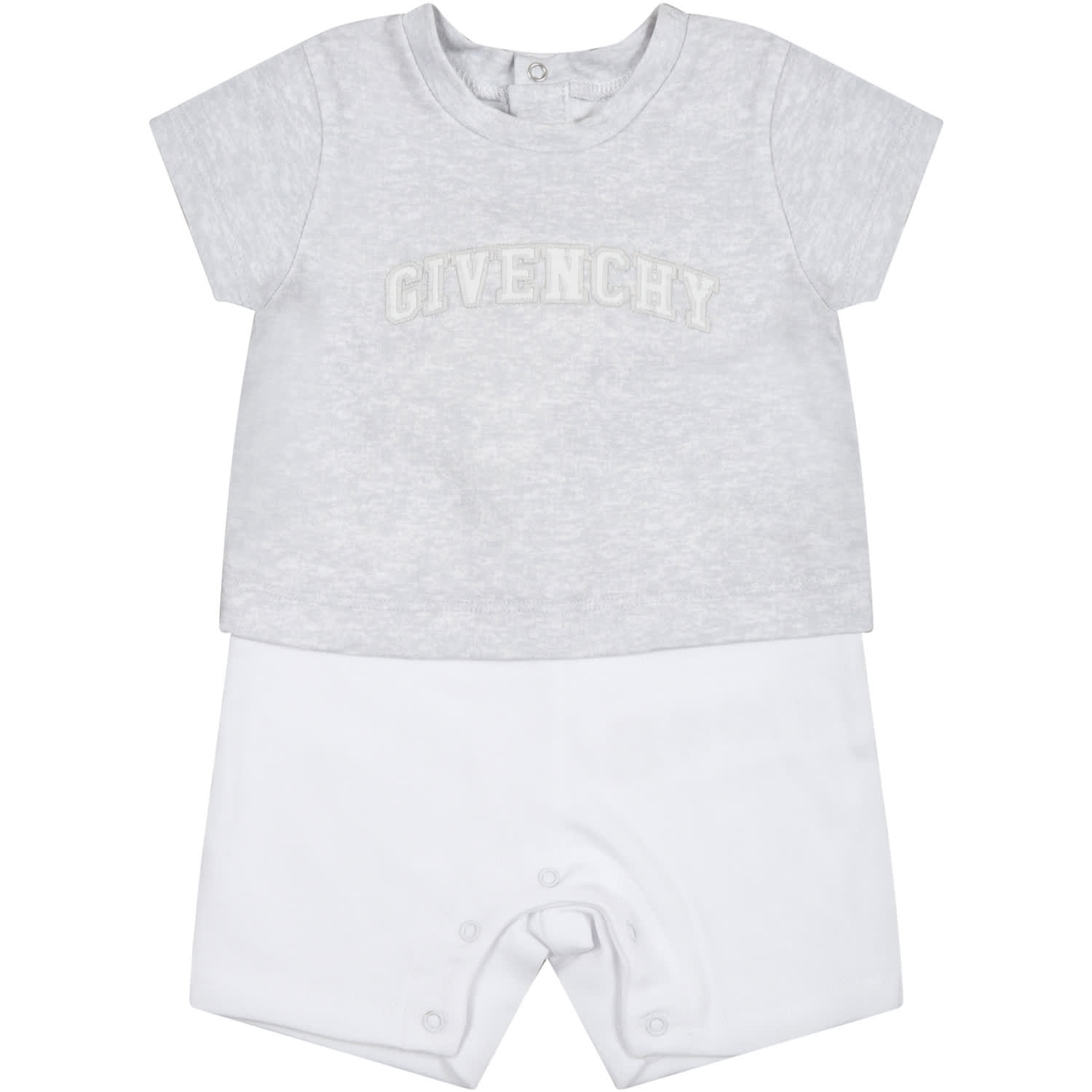 Givenchy Multicolor Romper For Baby Boy With Logo In Grey