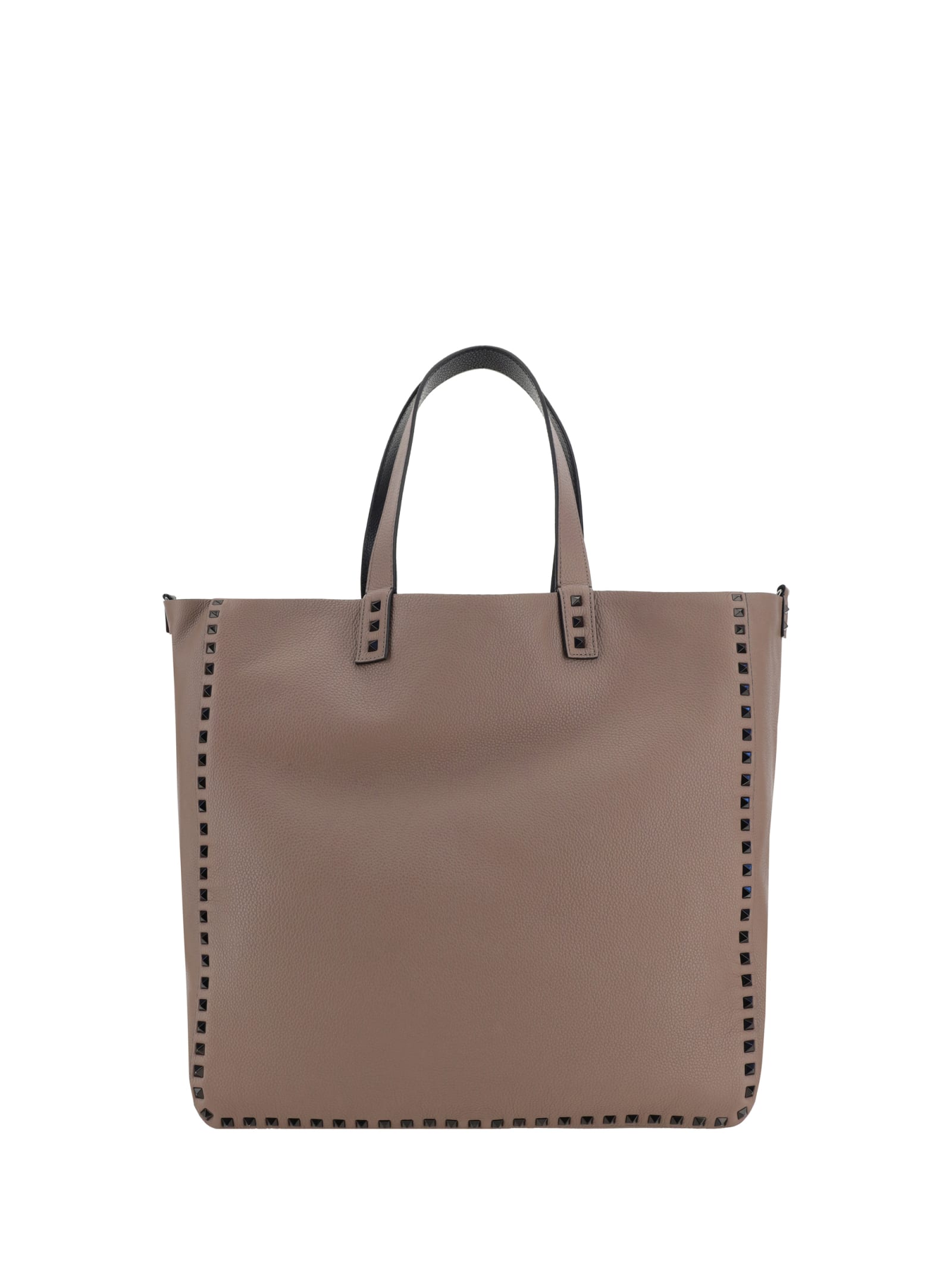 Shop Valentino Garavani Rockstud Shoulder Bag In Clay/nero