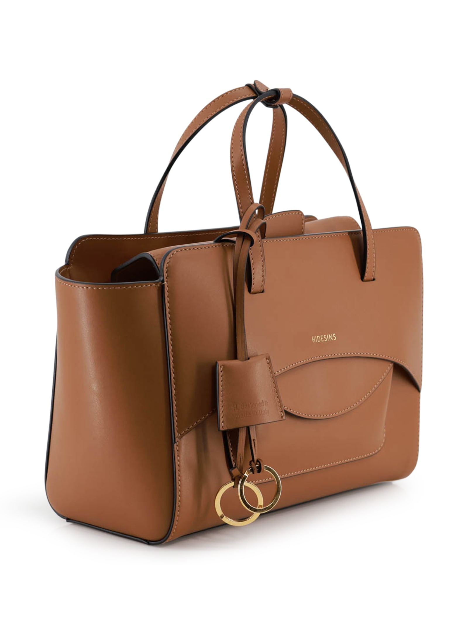 Hidesins Brown Handbag With Adjustable And Removable Shoulder Strap And Logo Lettering On The Front In Leathe In Brown