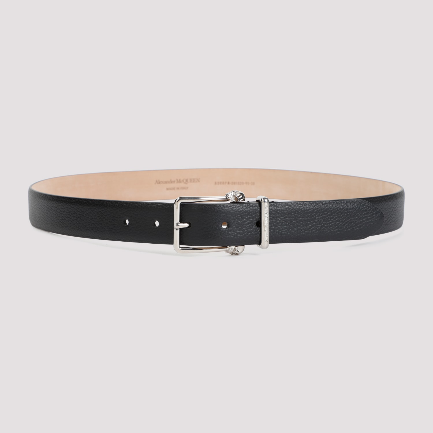 Shop Alexander Mcqueen Thin Twin Skull Belt In Black