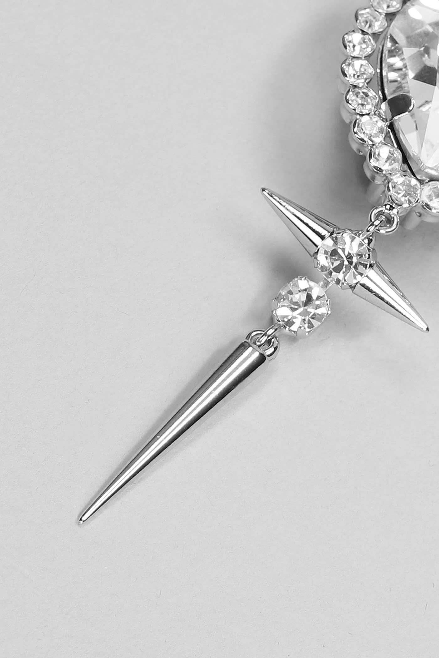 Alessandra Rich Crystal Heart Earrings In Silver