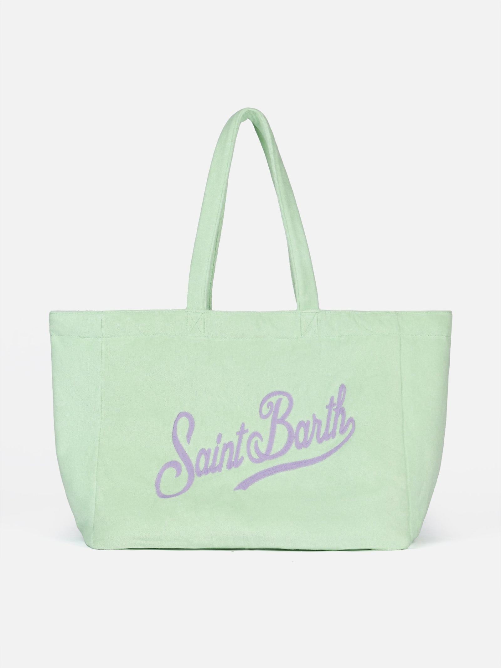 Shop Mc2 Saint Barth Terry And Cotton Beach Tote Double Bag In Green