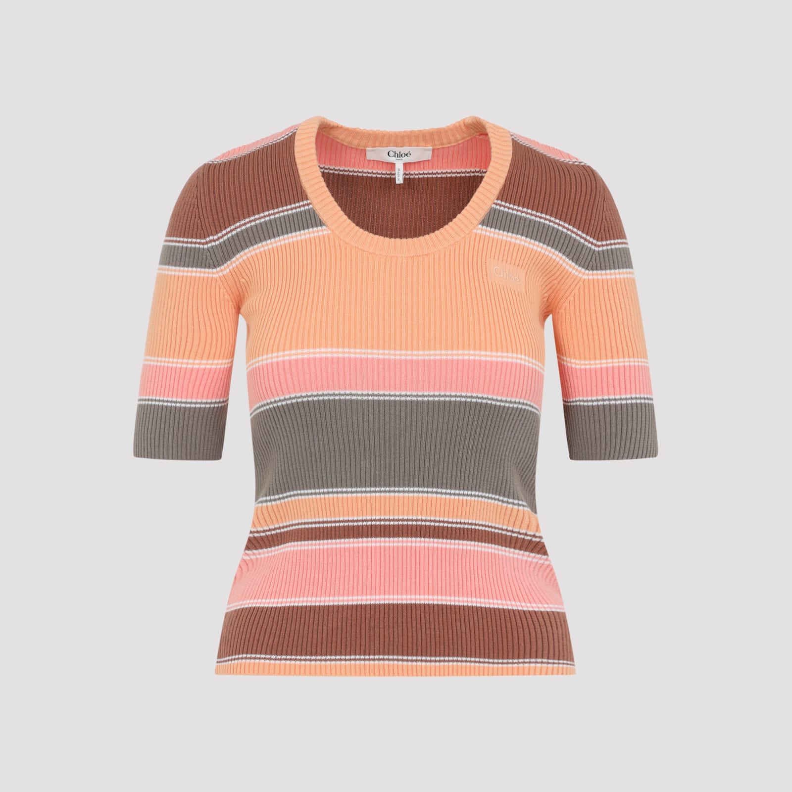 Chloé Multicolor Orange Cotton Sweater In Multi