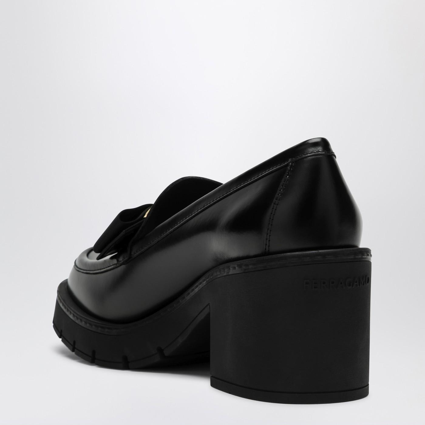 Shop Ferragamo Black Vara Bow Moccasin With Heel