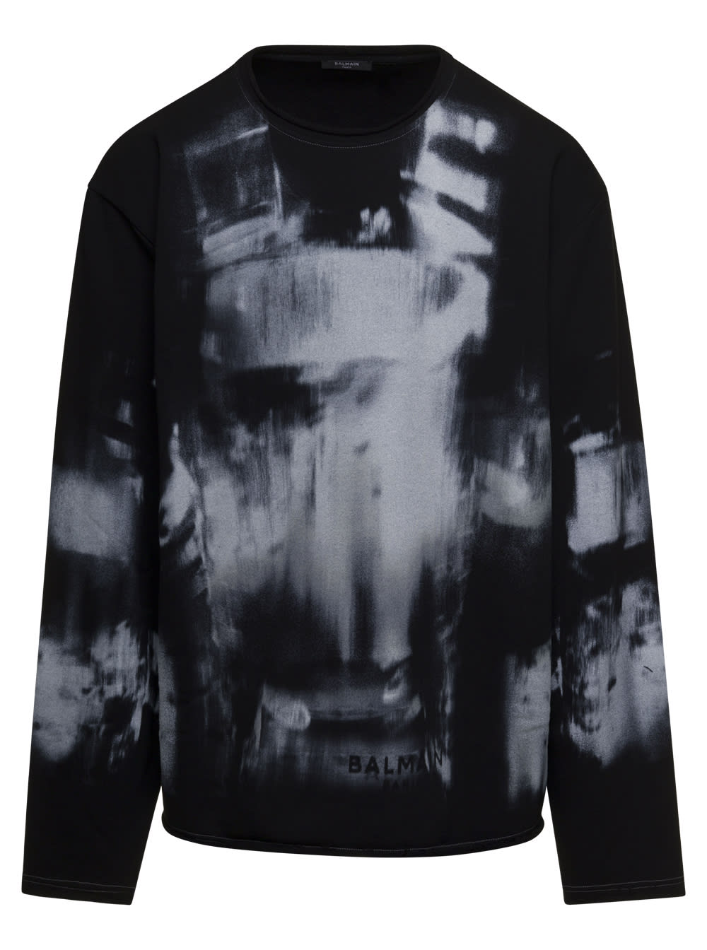 Balmain X Ray Print Raw Edge Sweatshirt