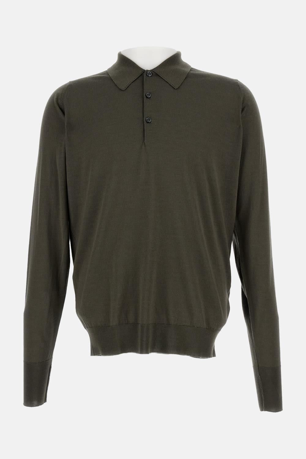 John Smedley Long Sleeves Polo In Green