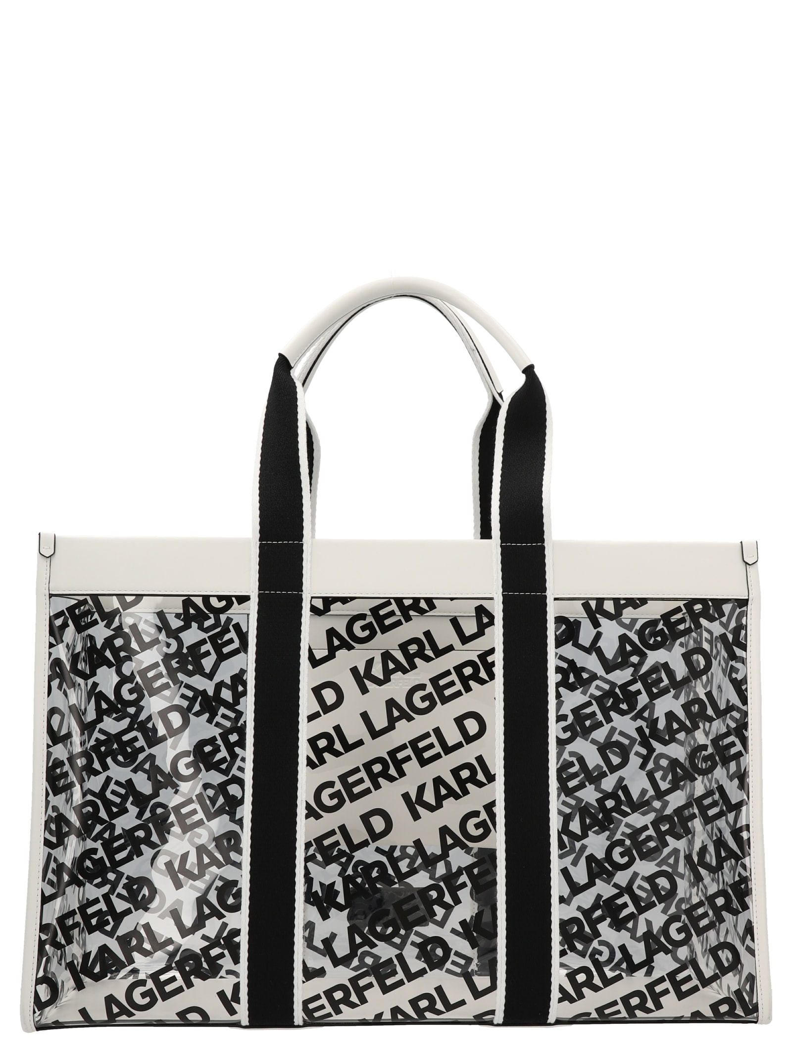 Karl Lagerfeld K/logo Shopping Bag In White/black