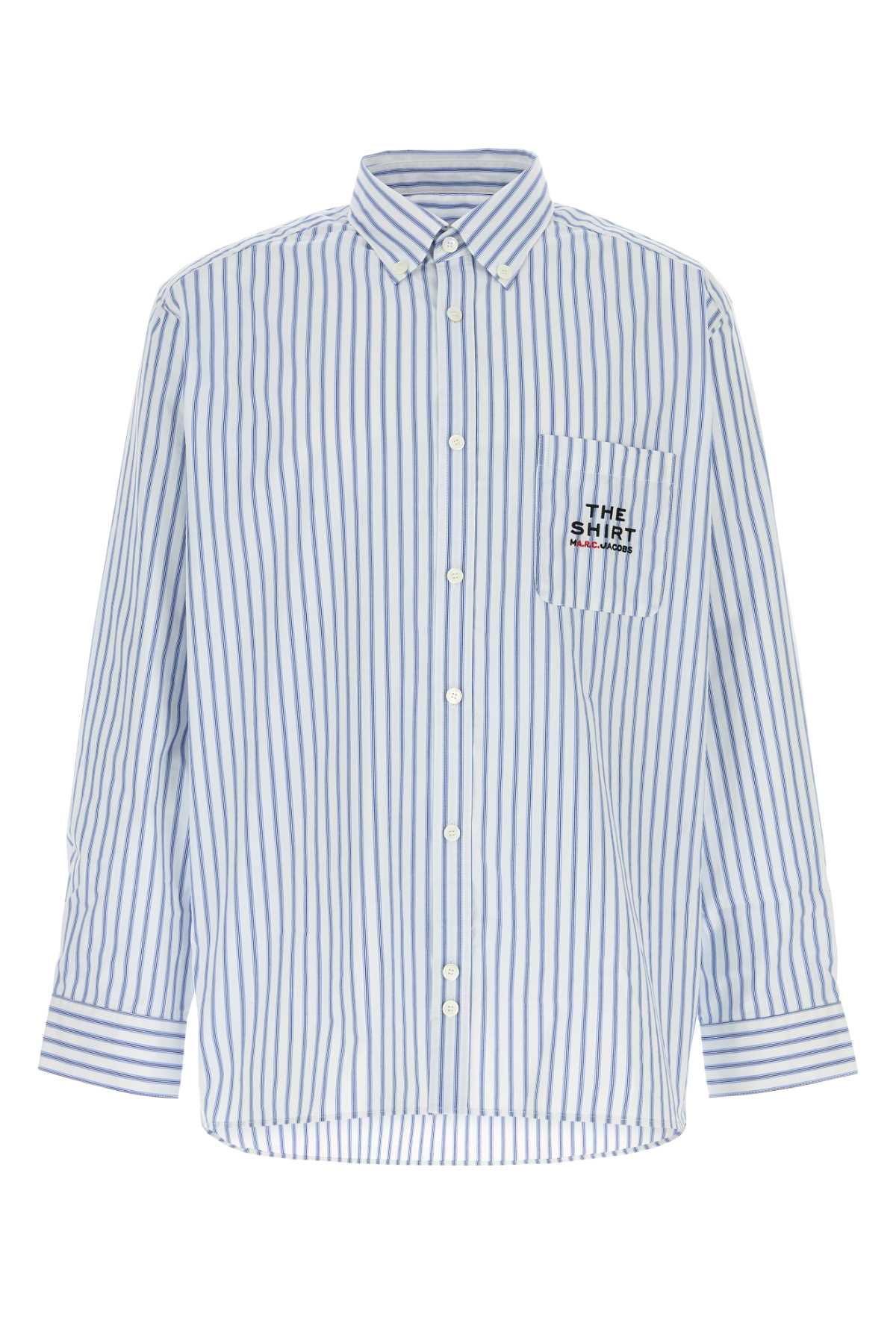 Apc A.p.c. Embroidered Oxford A.p.c. X Marc Jacobs Oversize Shirt In Blue