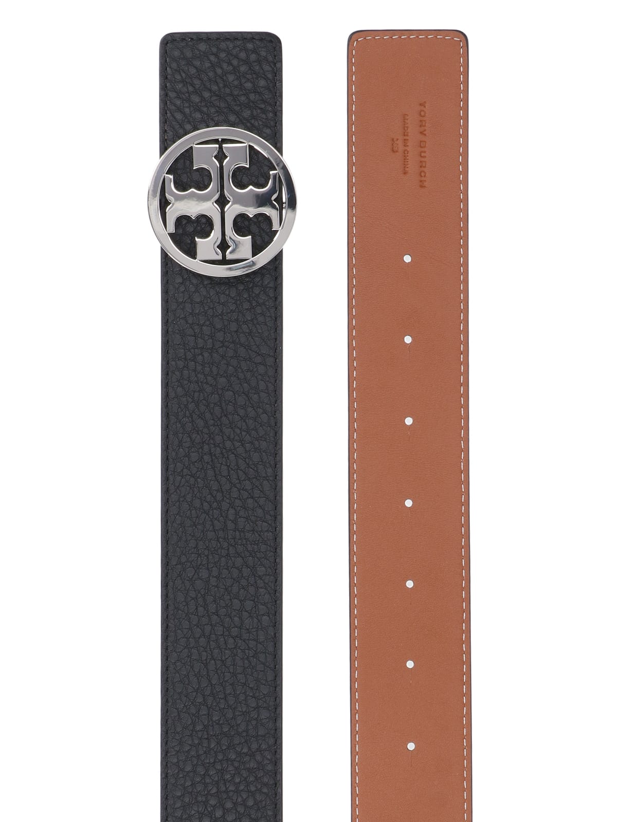 Shop Tory Burch Miller Reversible Belt In Black