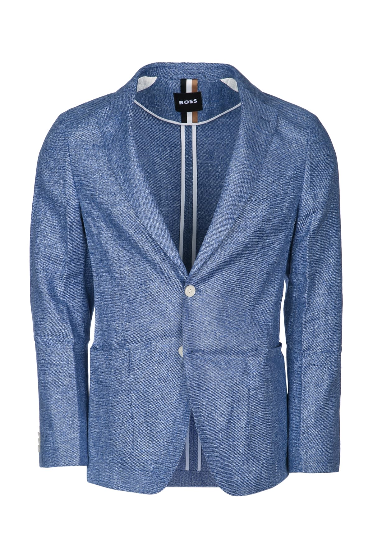 Hugo Boss Tailored Jacket With Flap Pockets And Vent In Blue