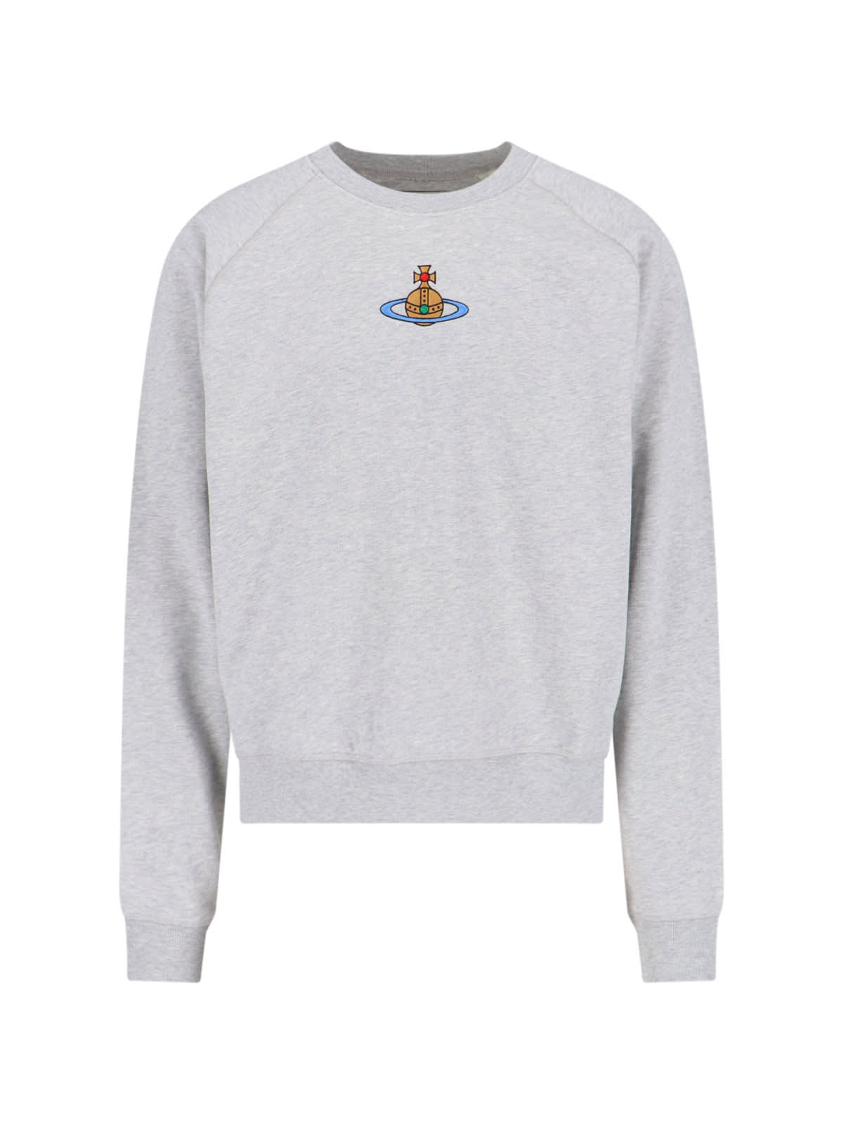 Shop Vivienne Westwood Raglan Logo Crew Neck Sweatshirt In Gray