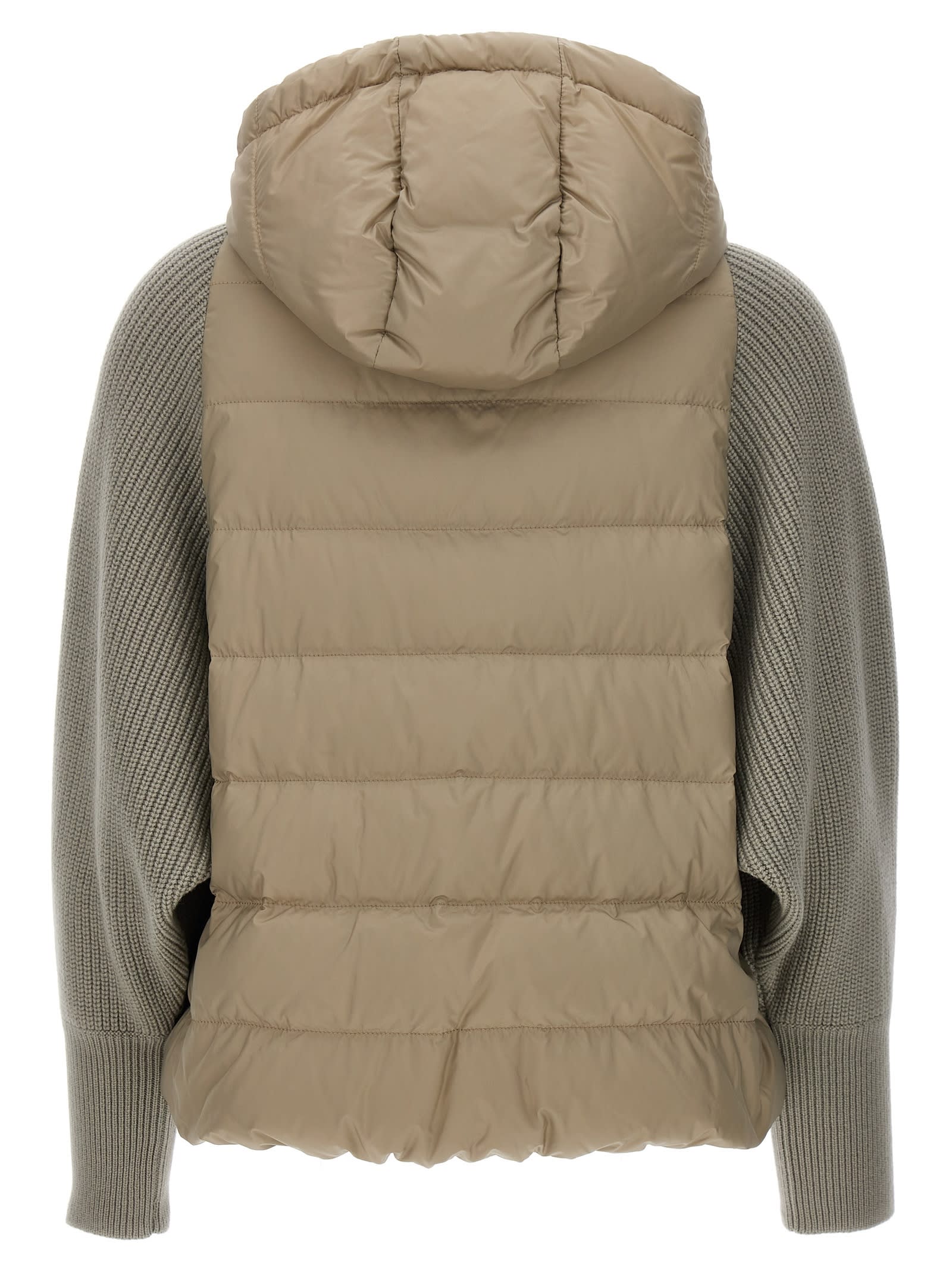 Shop Brunello Cucinelli Solomeo Insert Hooded Down Jacket In Gray