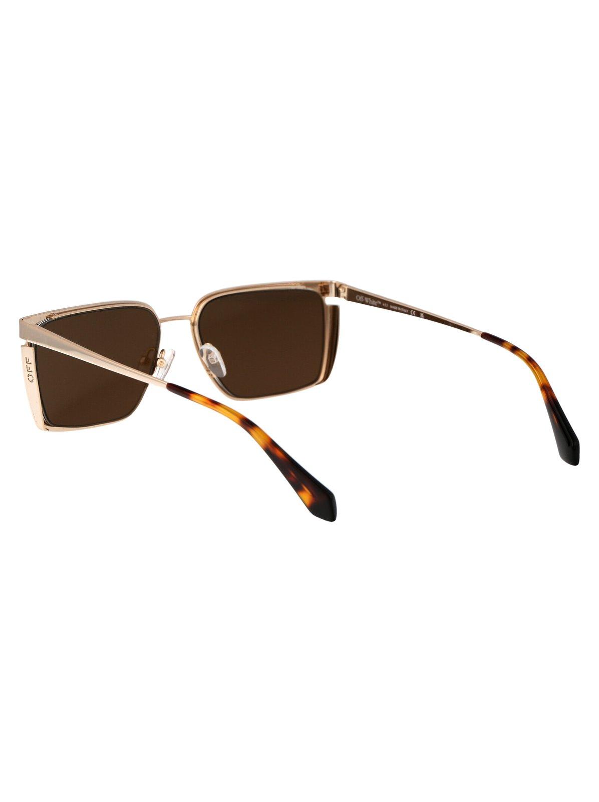 Shop Off-white Rectangular Frame Sunglasses In Gold Gold Mirror
