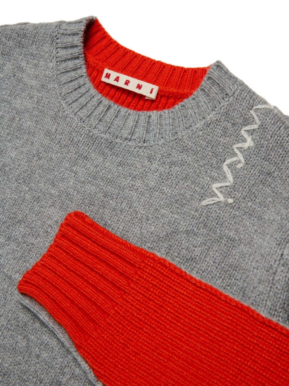 Marni Kids Gray Long-sleeved Crewneck Sweater In Gray