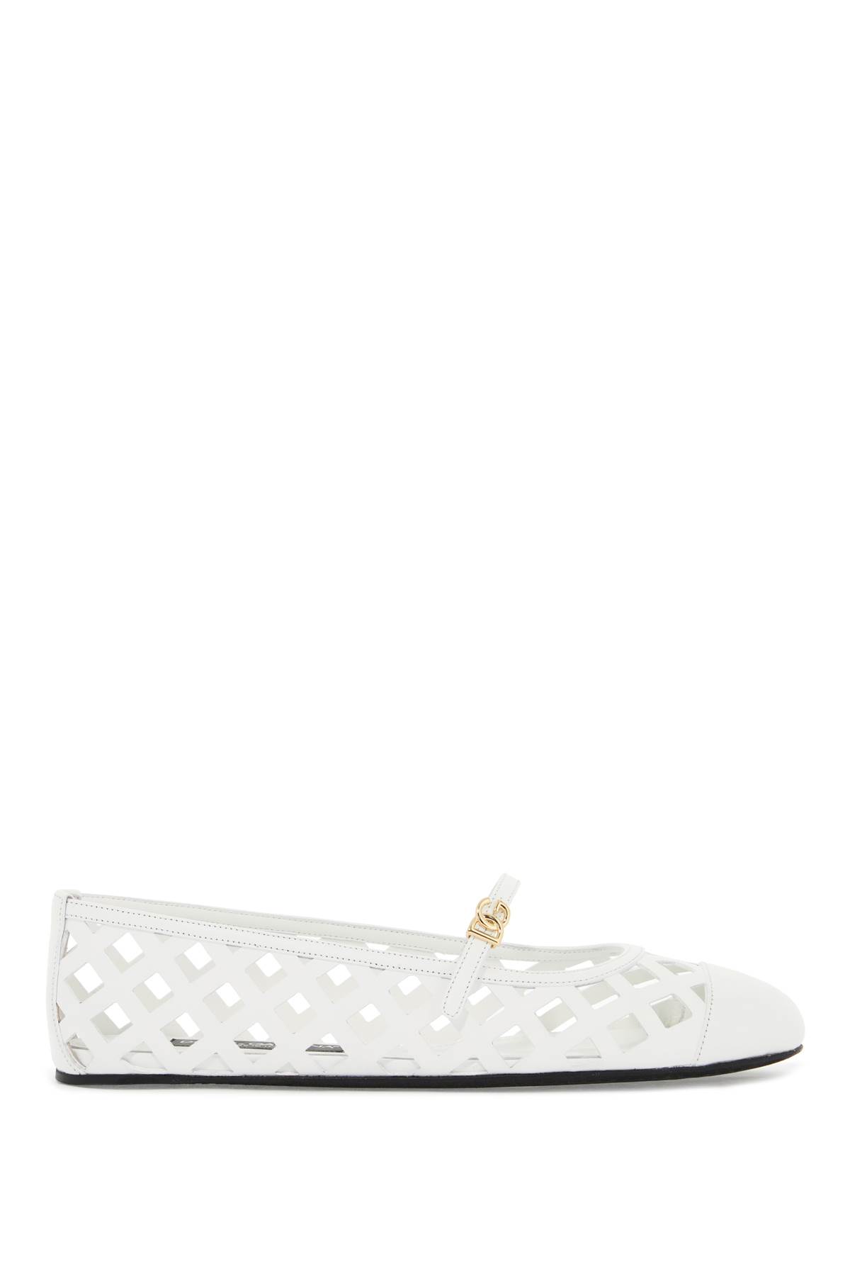 Shop Dolce & Gabbana Perforated Leather Odette In Bianco Ottico (white)