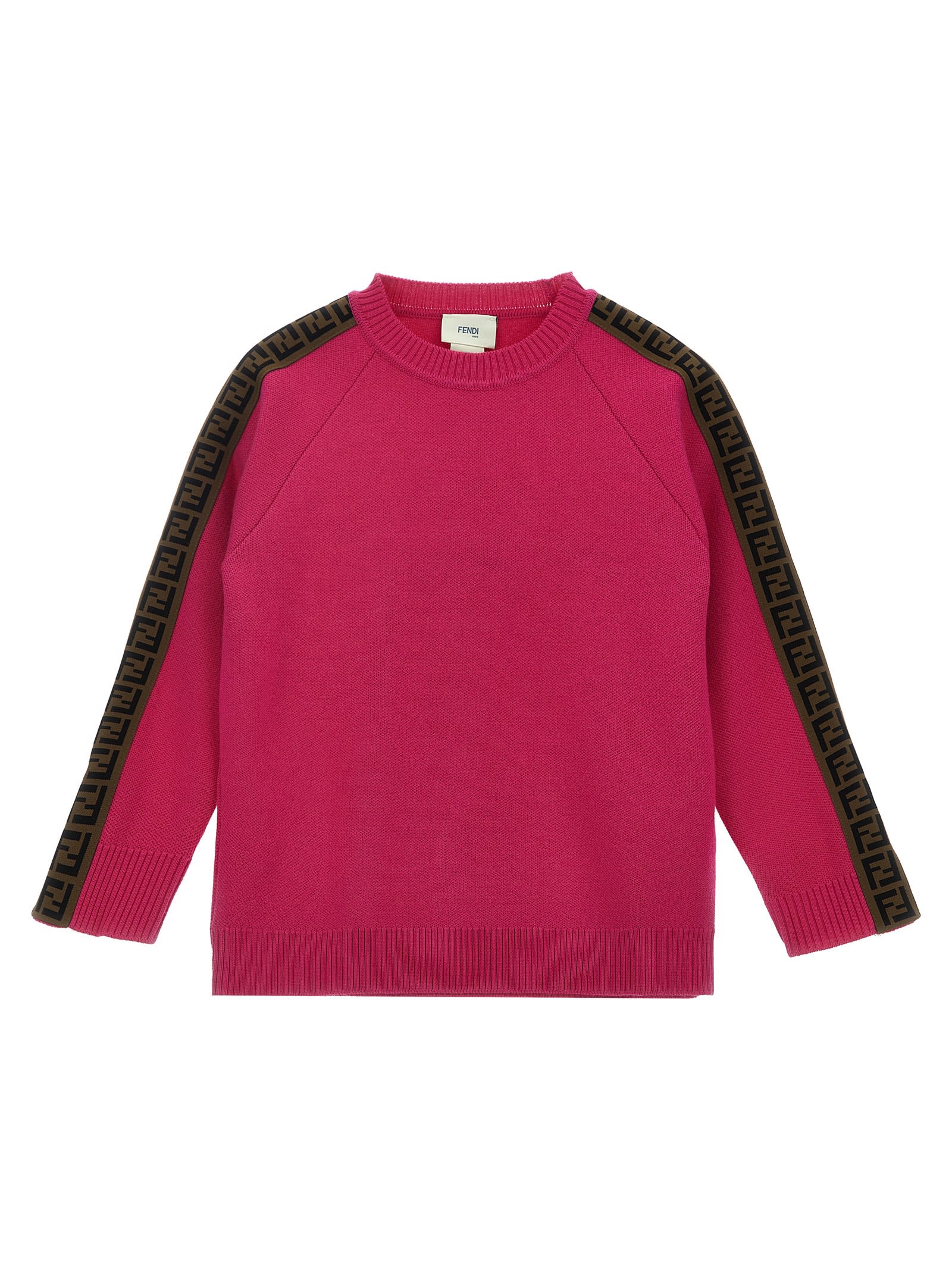 Shop Fendi Logo Profiles Sweater In Fuchsia