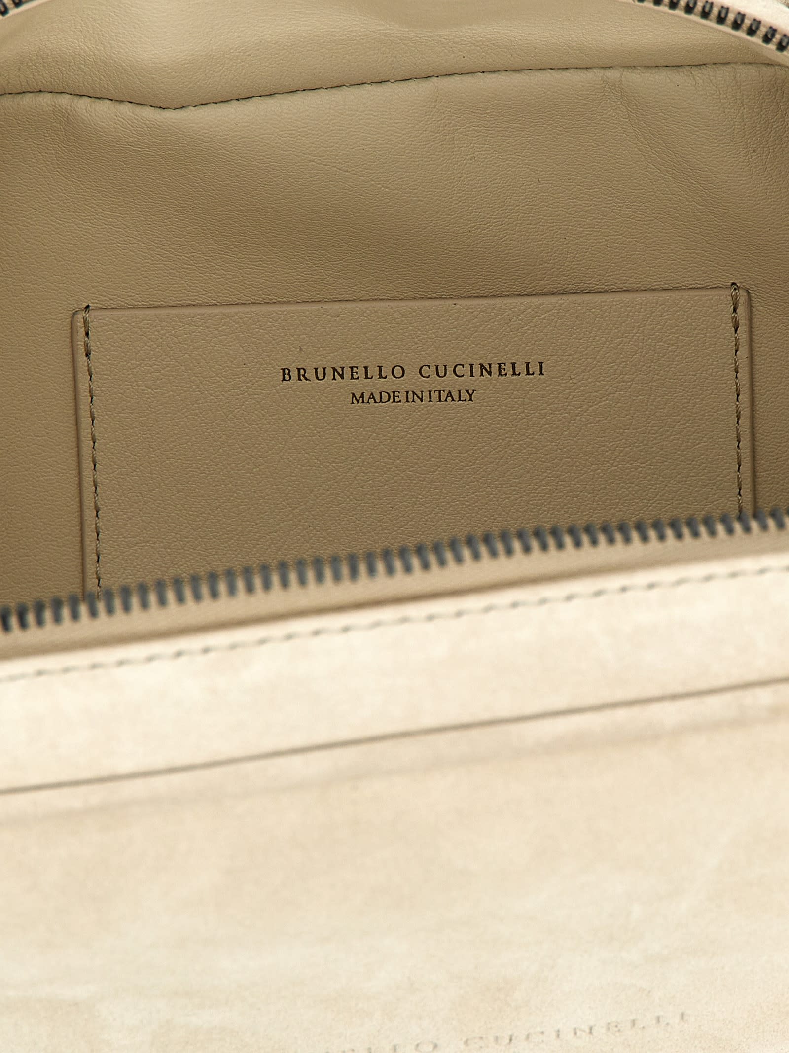 Brunello Cucinelli Small Handbag With Suede Finish And Detachable Strap In Beige