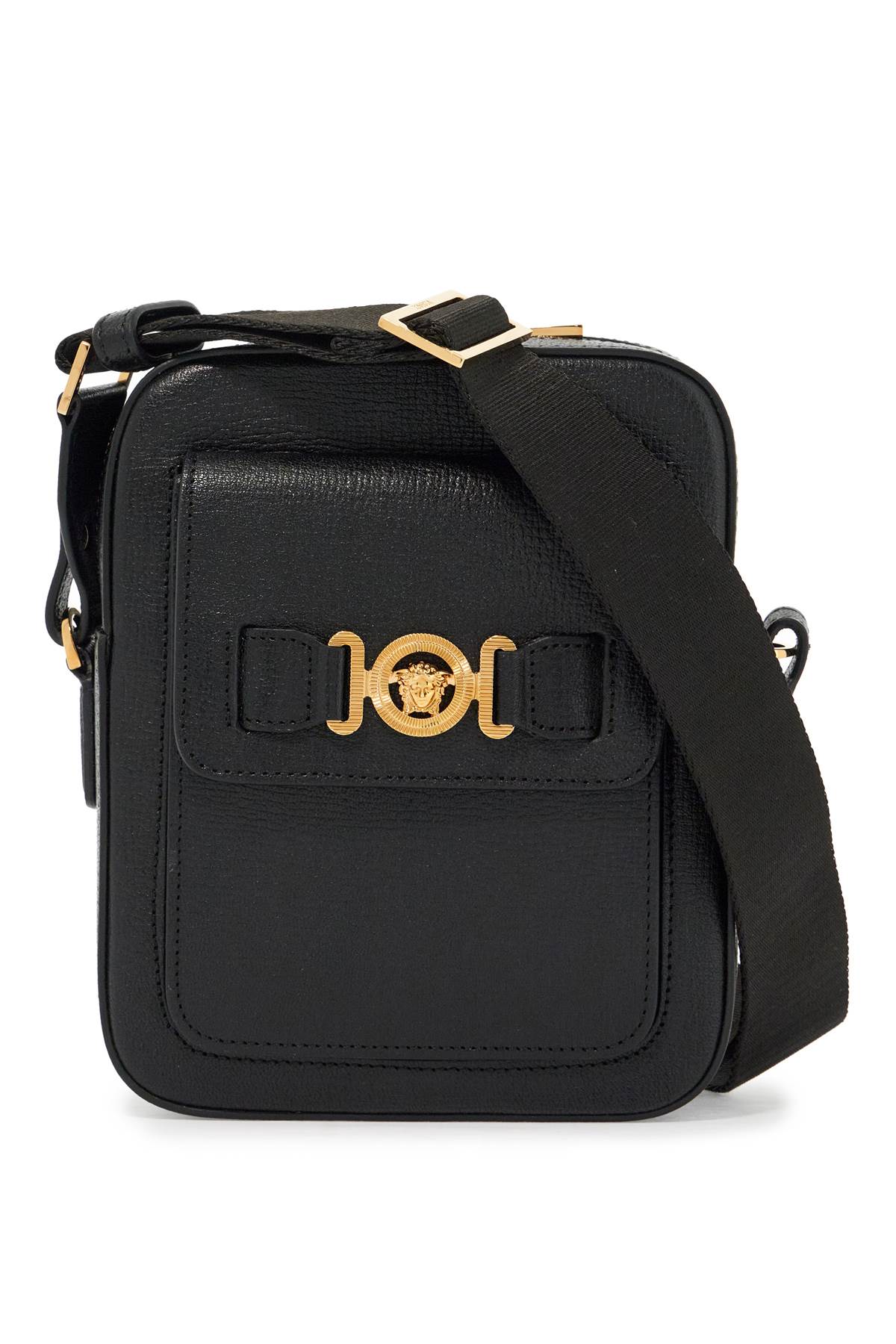 Shop Versace Medusa Biggie Shoulder Bag In Black- Gold (black)