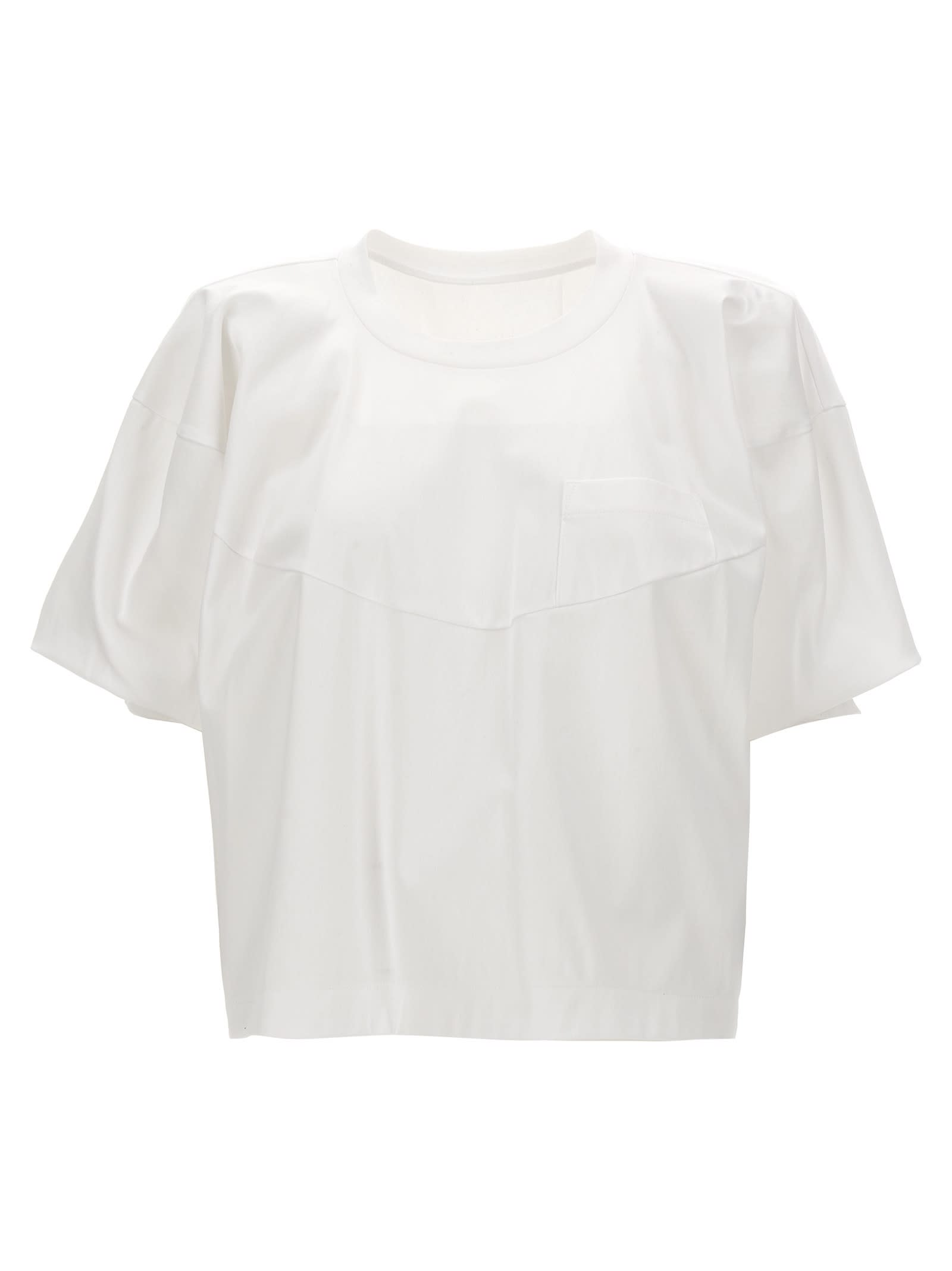 Shop Sacai Jersey T-shirt In White