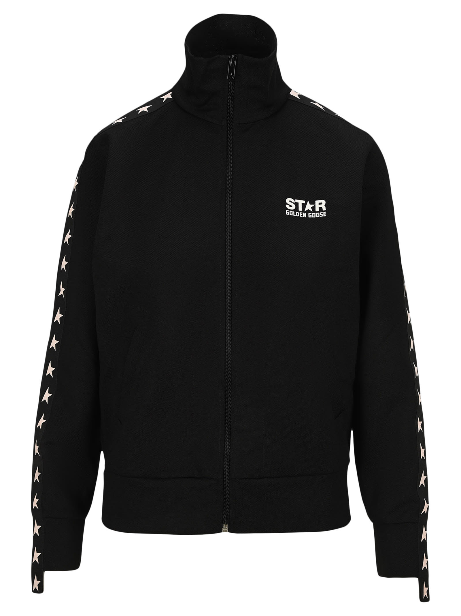 Golden Goose Black Denise Star Collection Zipped Sweatshirt With Contrasting White Stars