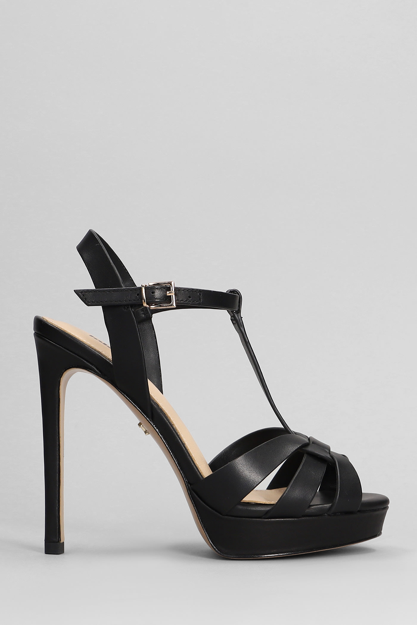 Aria Platform Sandals In Black Leather